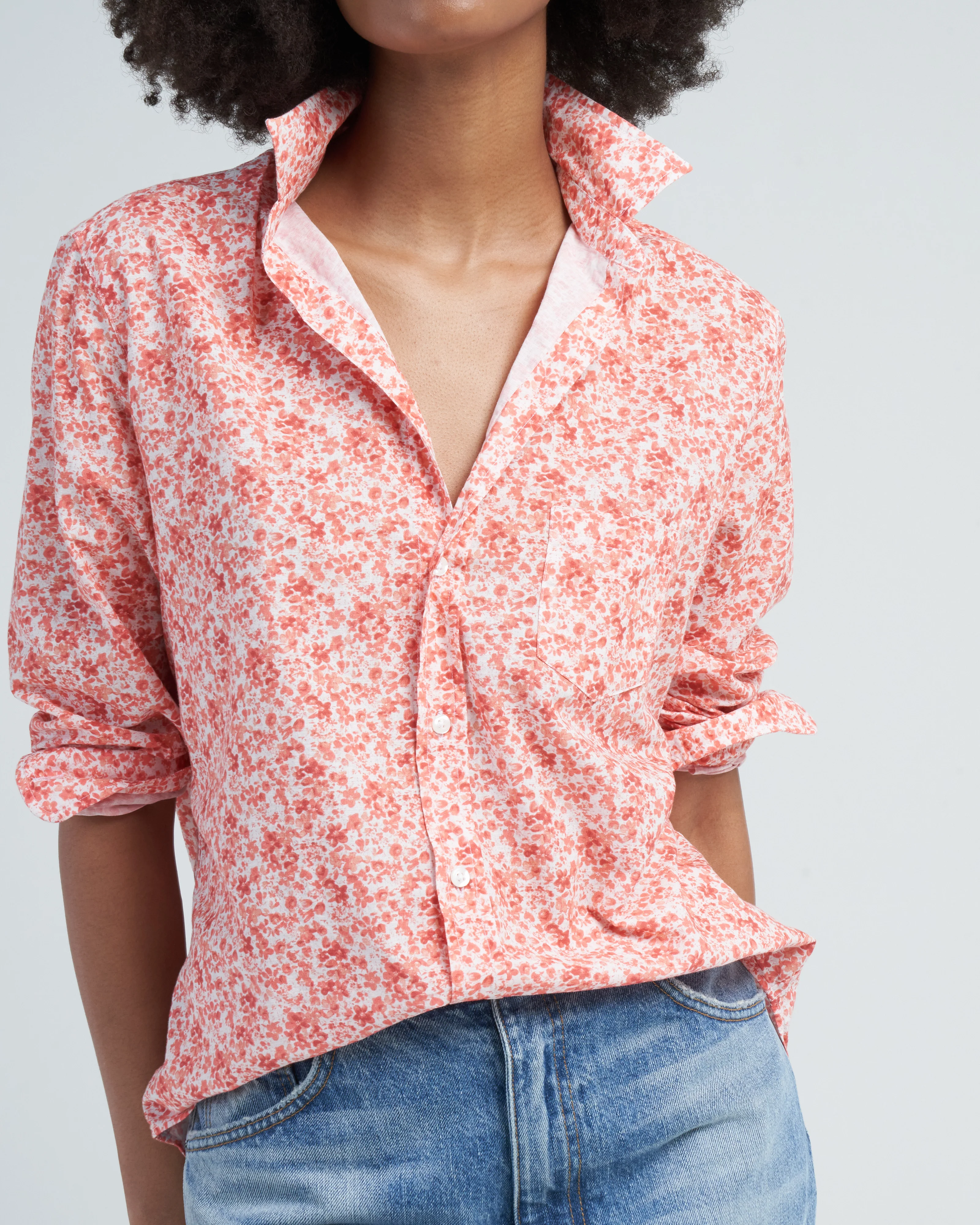 eileen relaxed button-up shirt - peach florals - Image 5