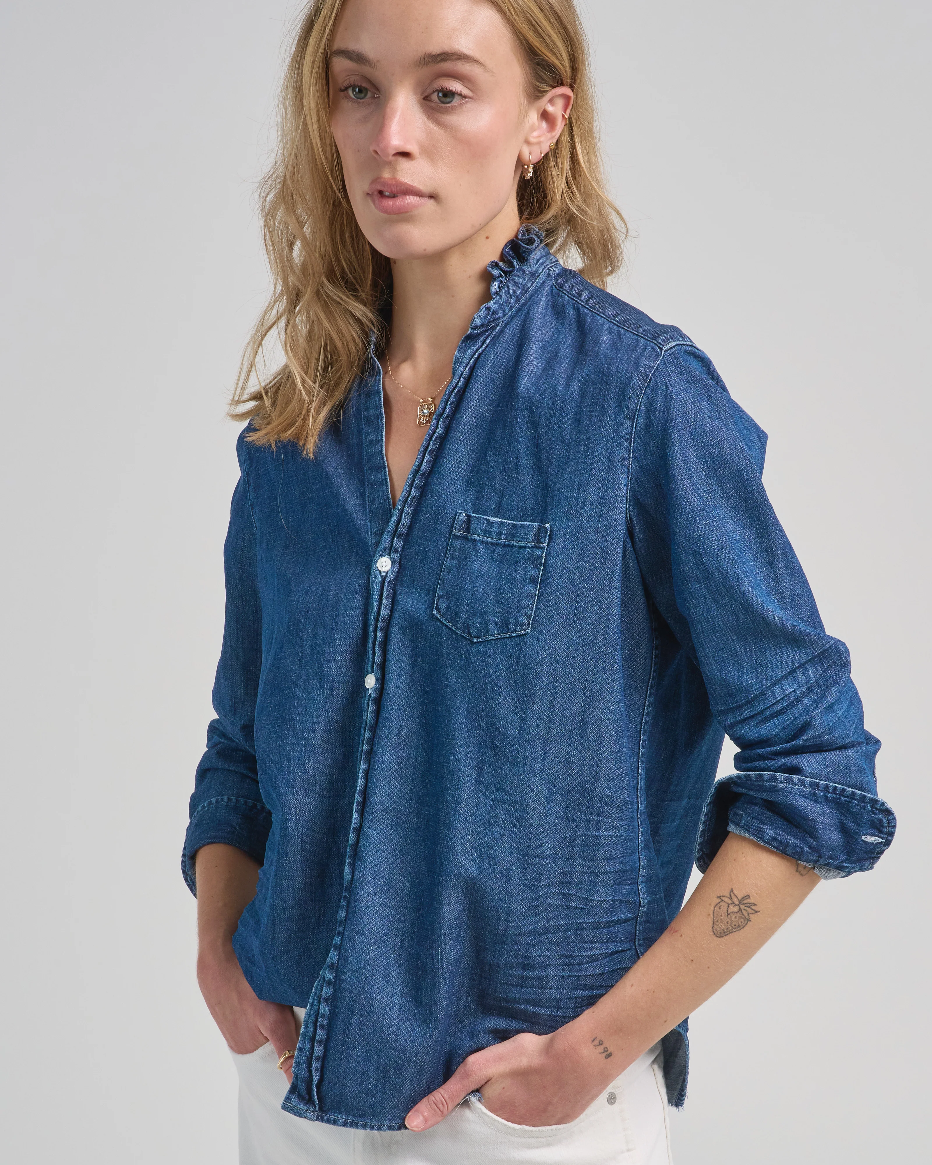 eileen ruffle relaxed button-up shirt - Image 4