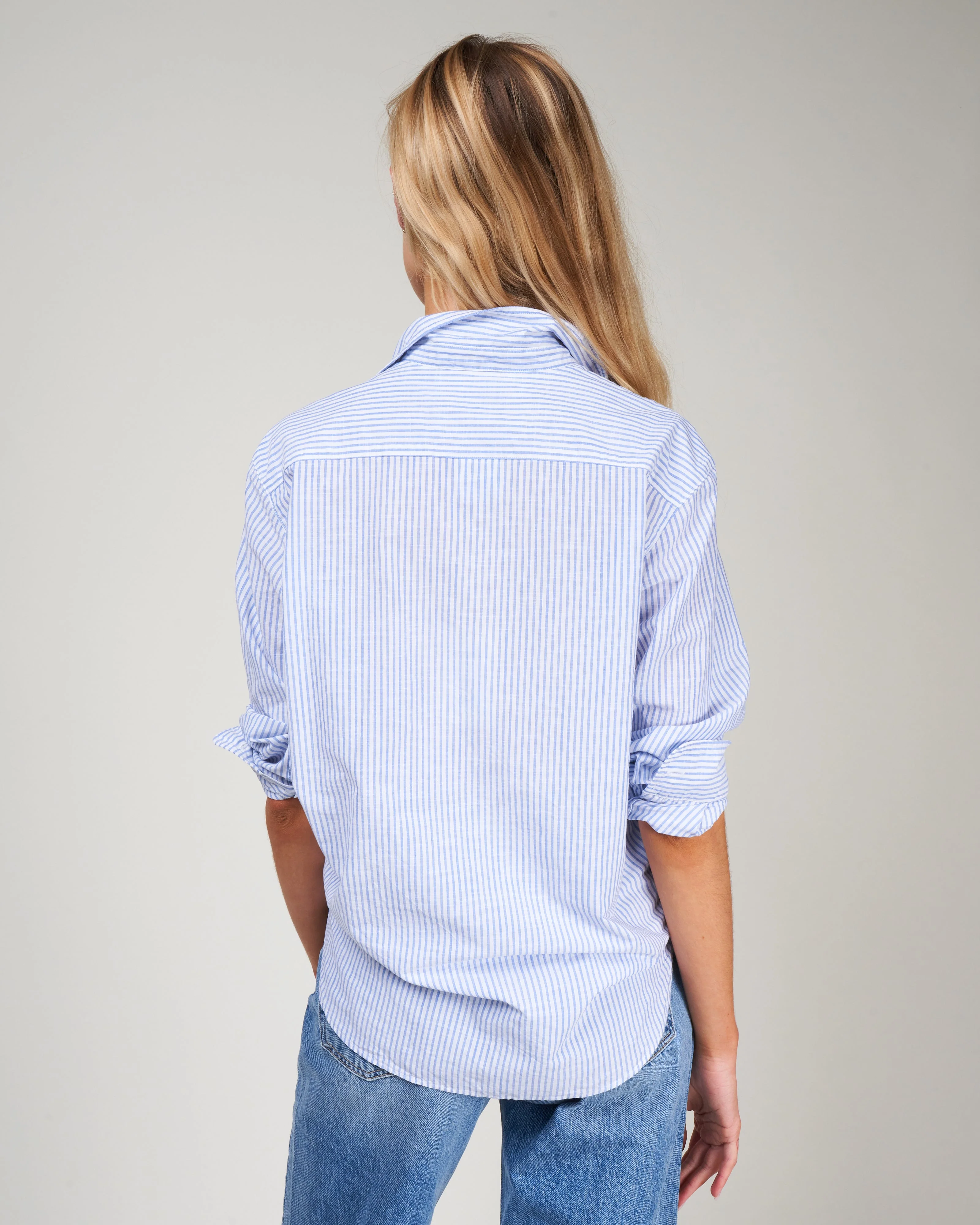 eileen woven button up - blue stripe - Image 4