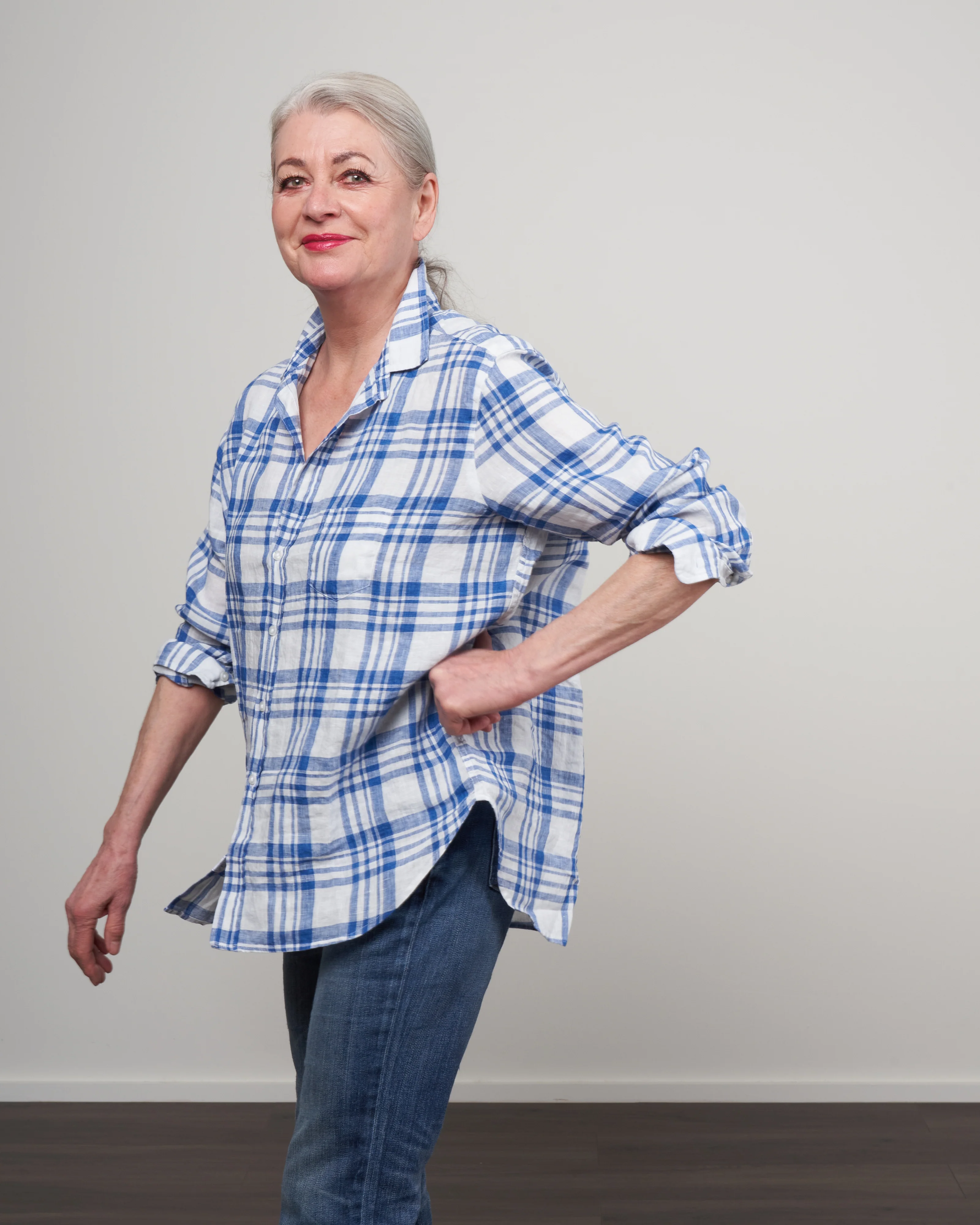 eileen woven button up - blue plaid - Image 3