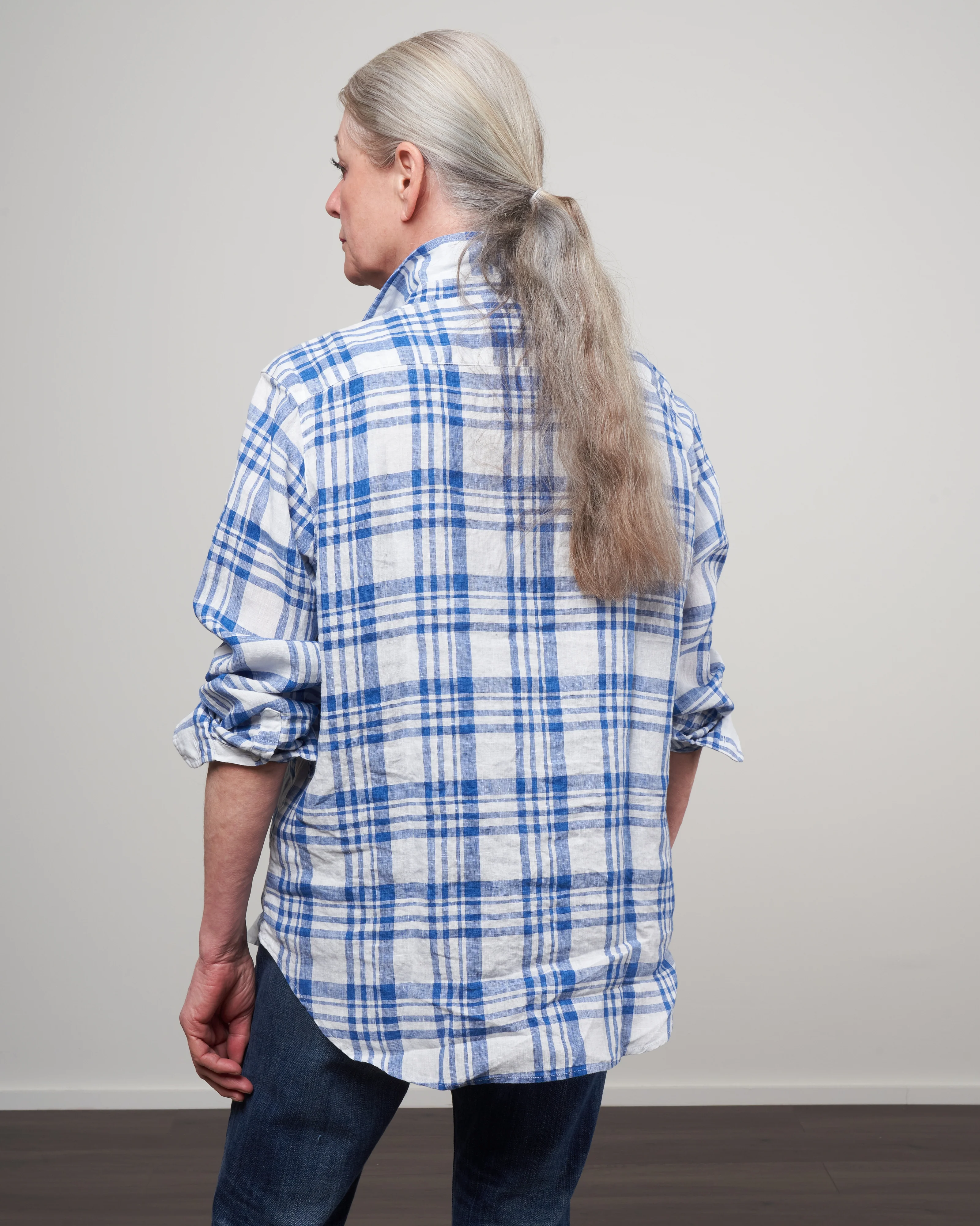eileen woven button up - blue plaid - Image 4