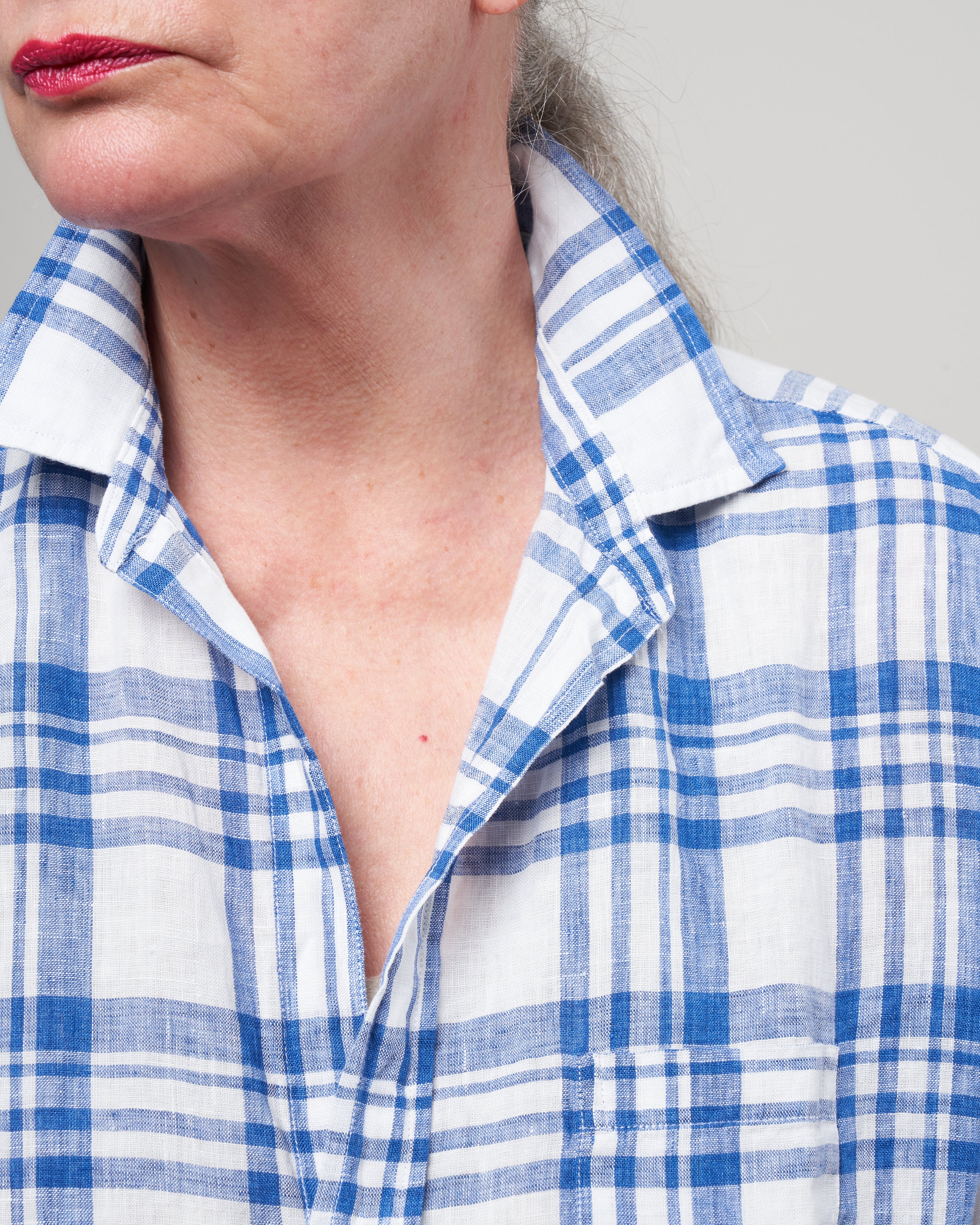 eileen woven button up - blue plaid - Image 5