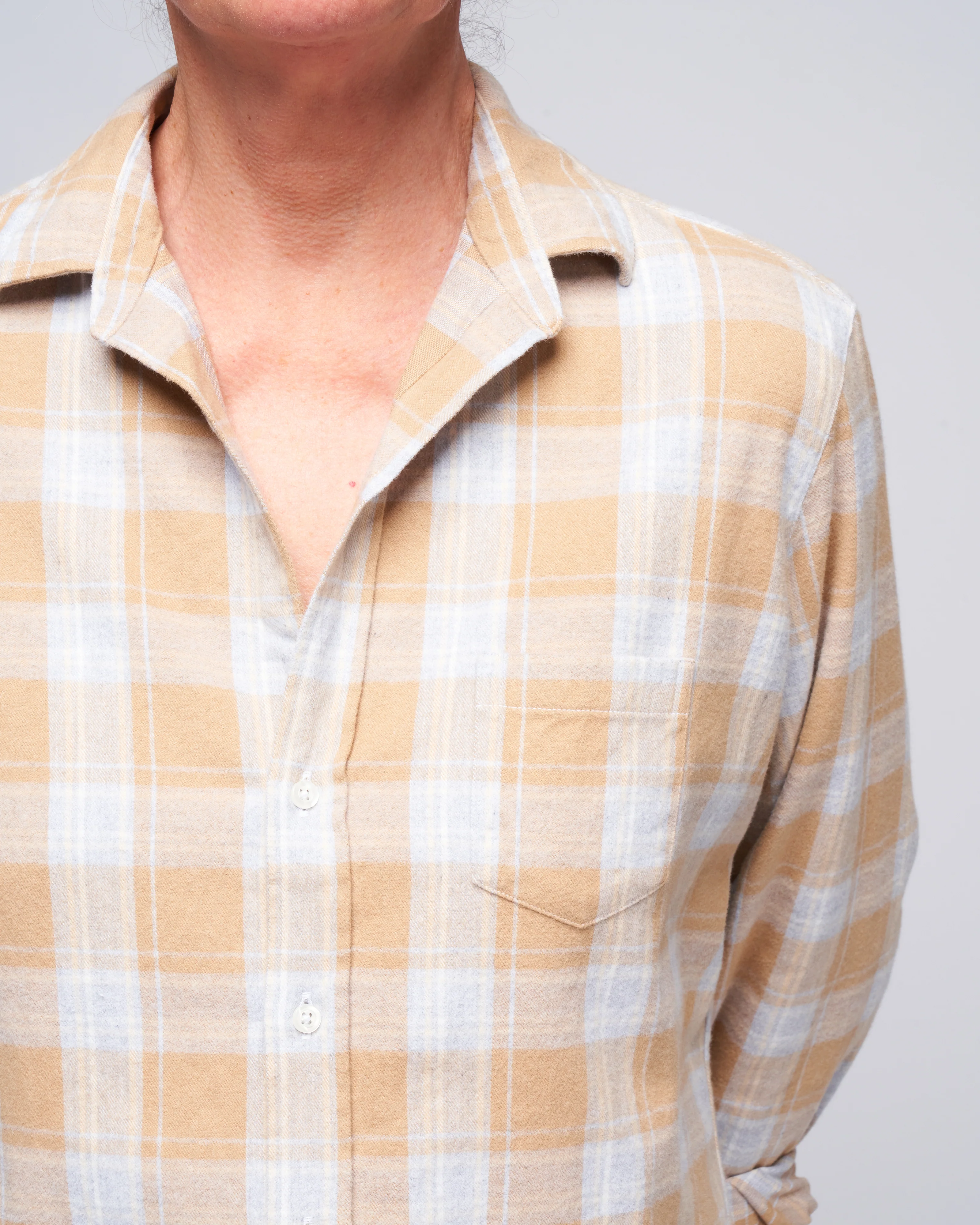 eileen woven button up - camel, grey plaid - Image 5