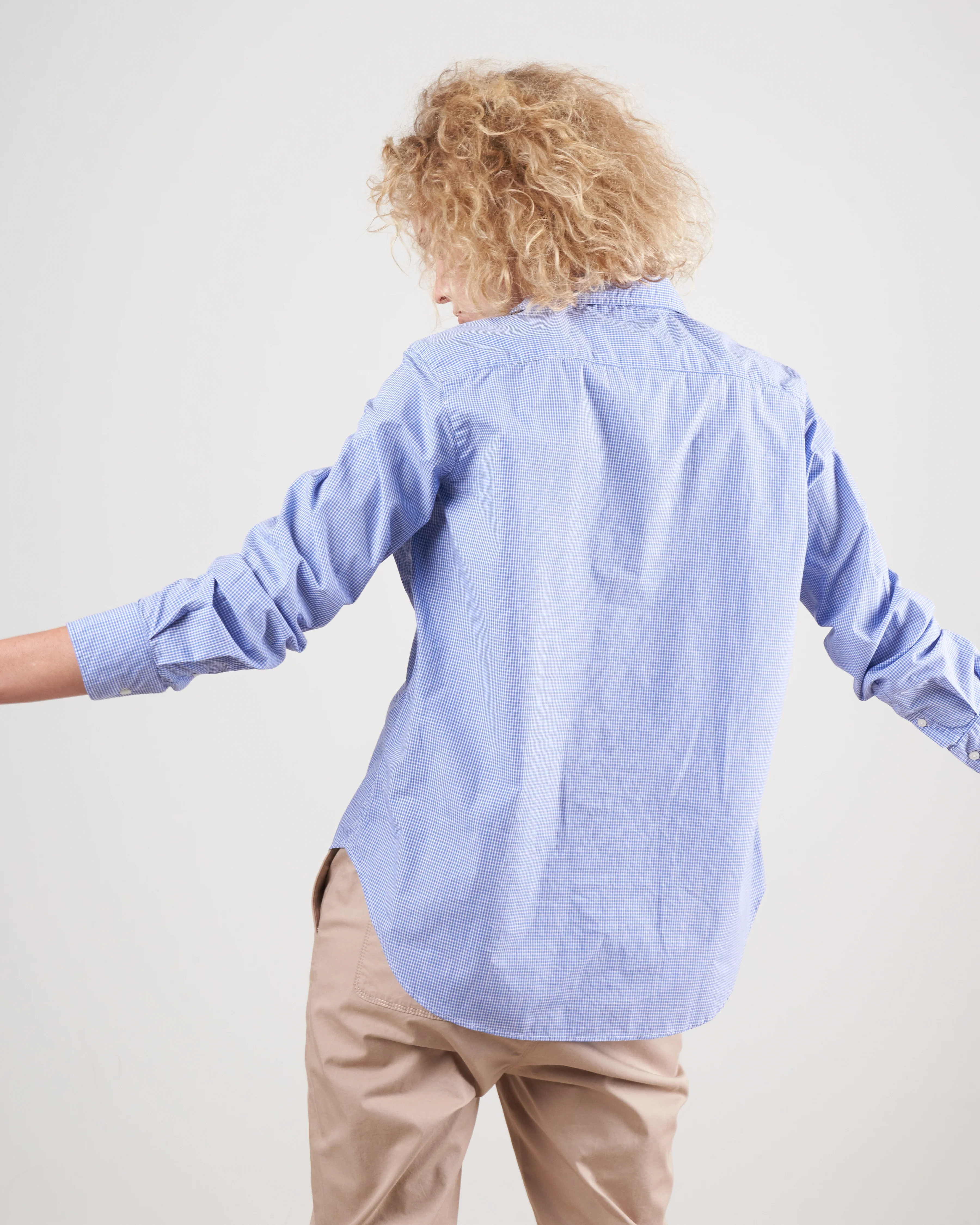 eileen woven button up - mini blue check chambray - Image 4