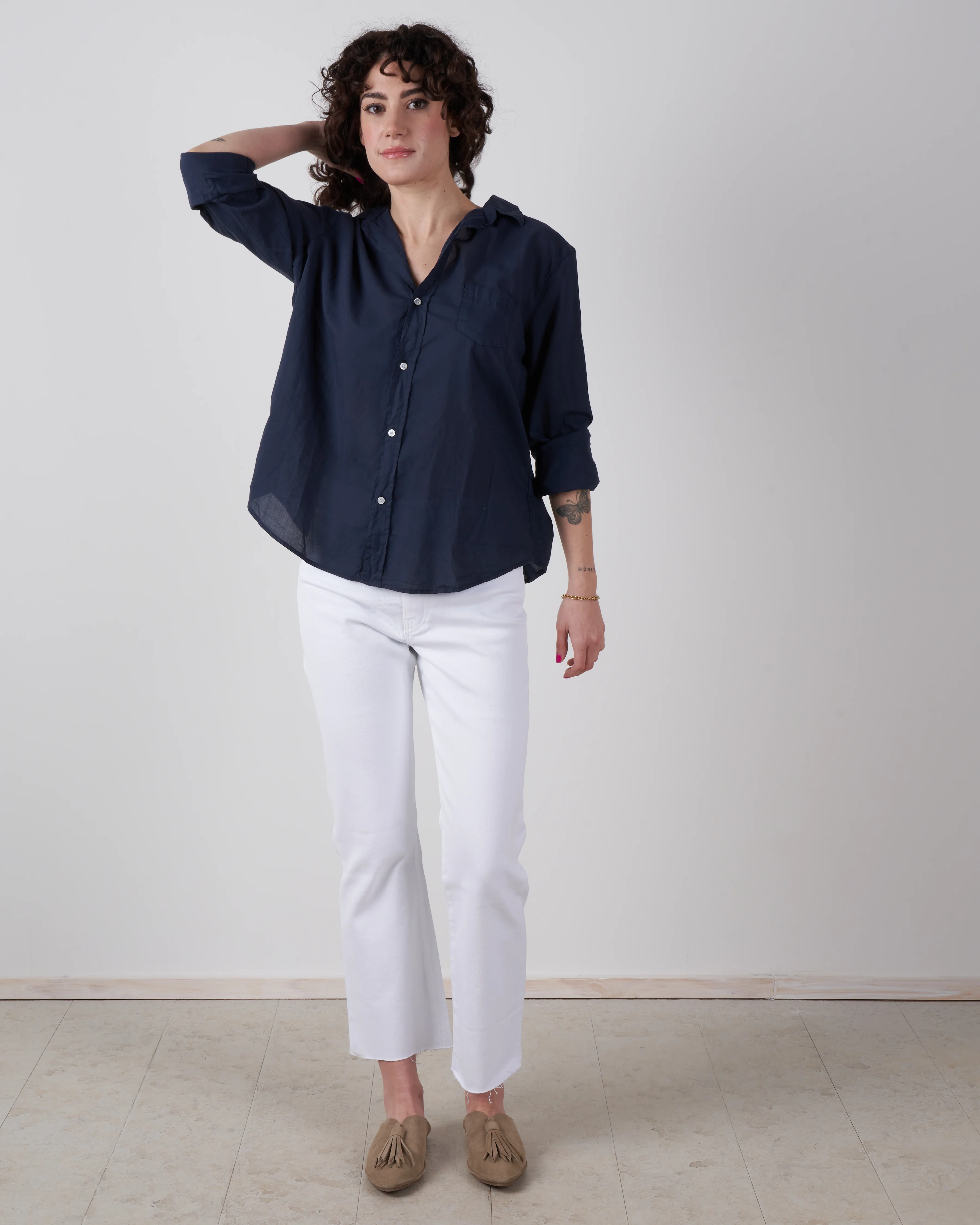 eileen button up - navy voile - Image 4