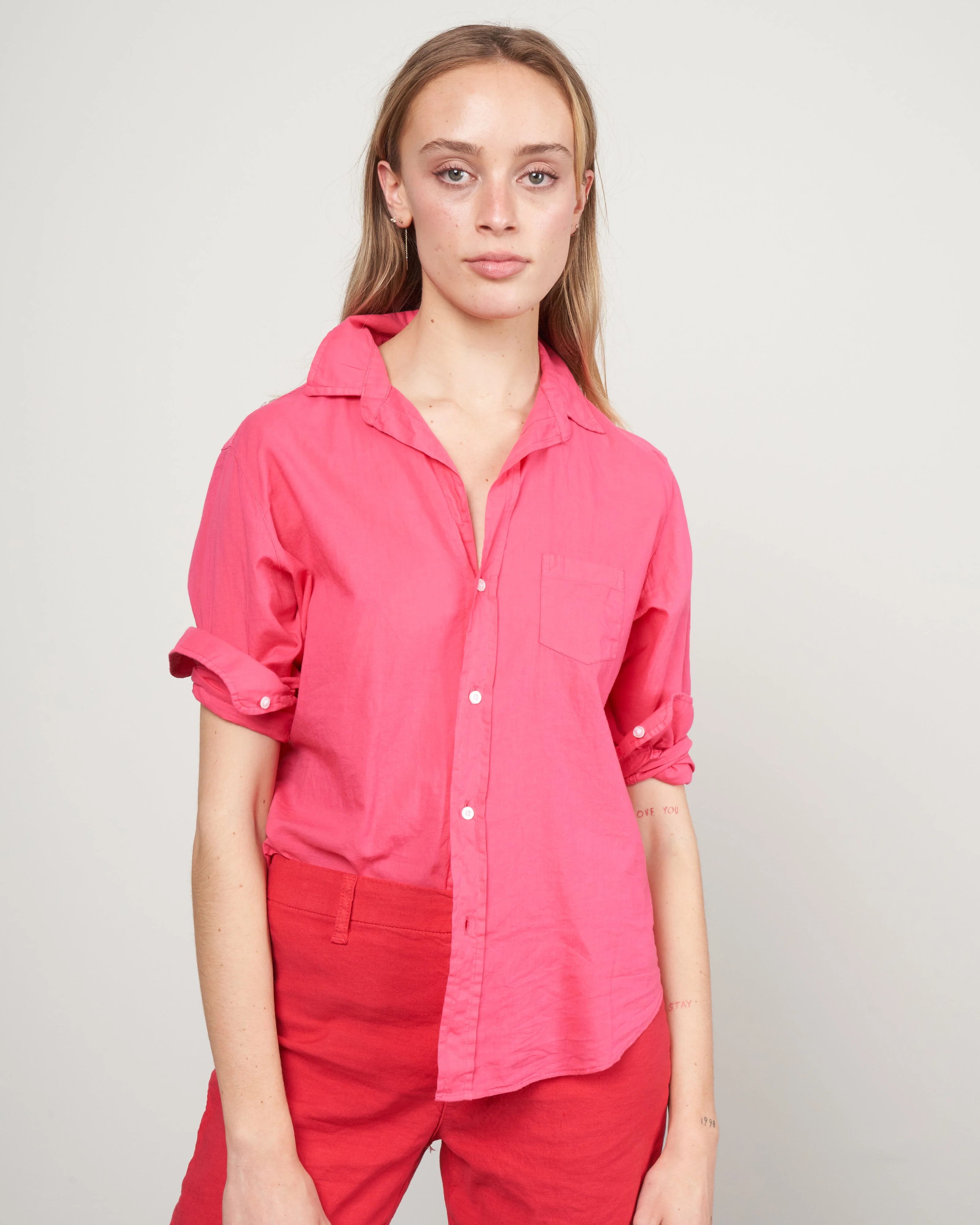 eileen woven button up - ruby - Image 2