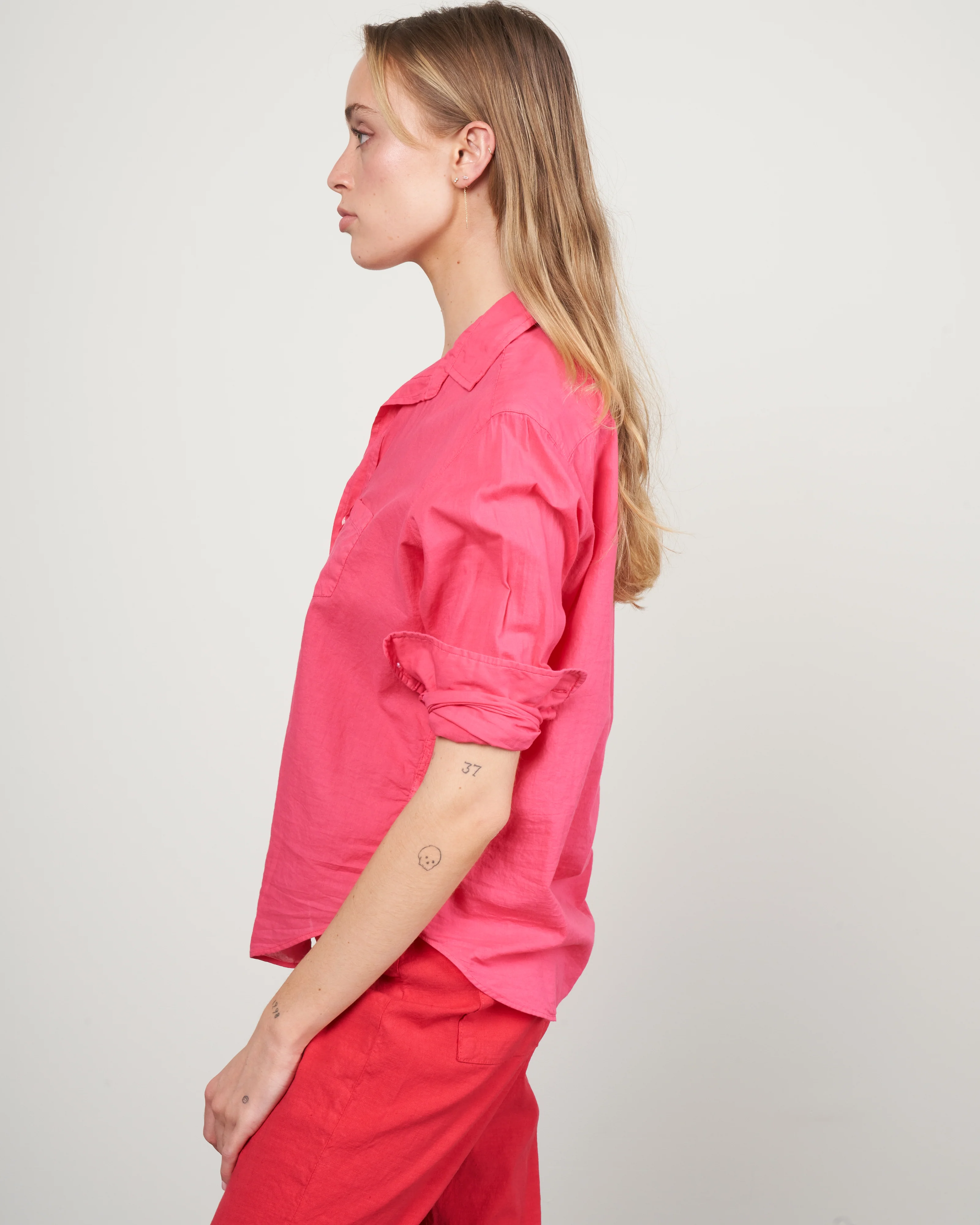 eileen woven button up - ruby - Image 3