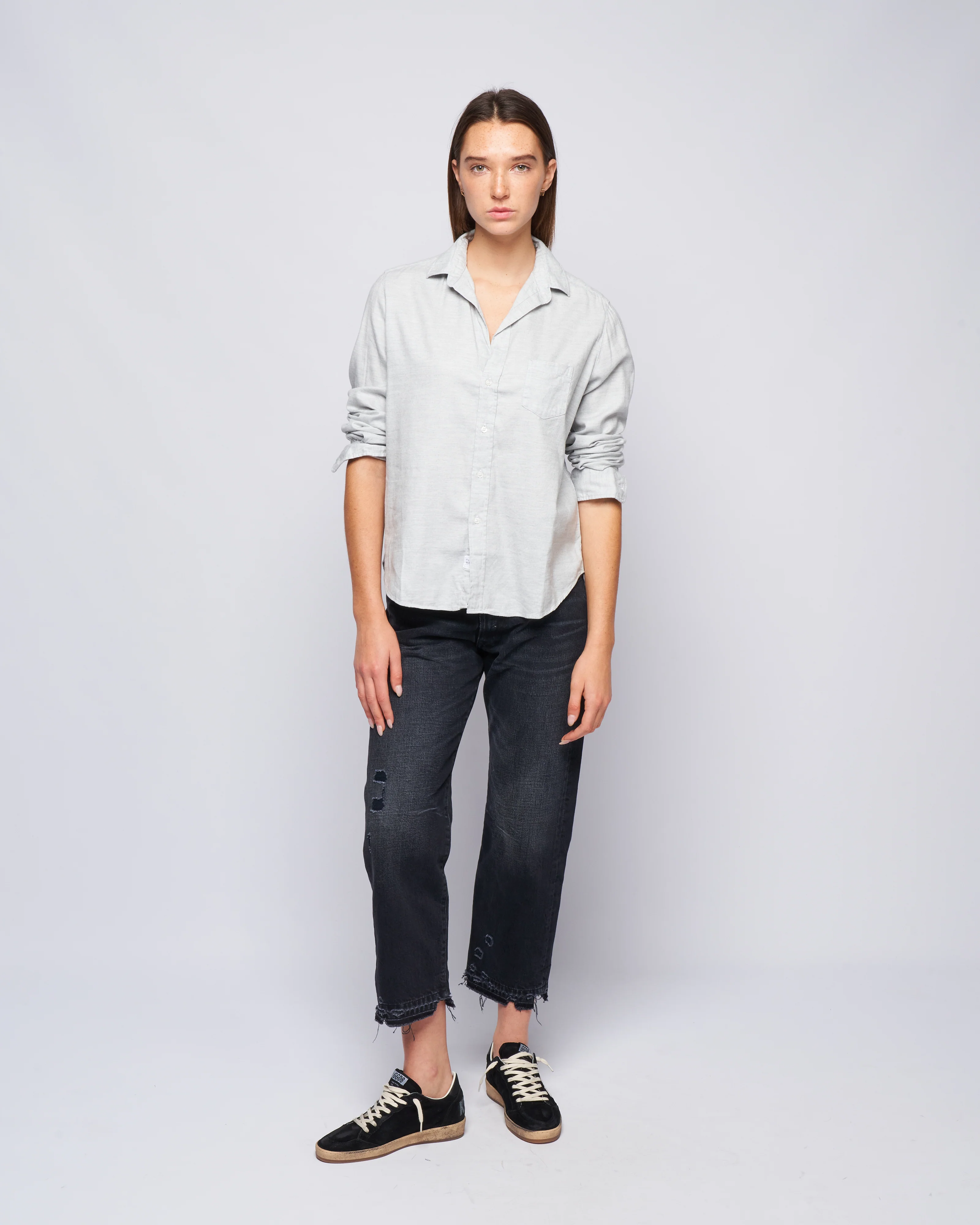eileen woven button up - heather grey - Image 2