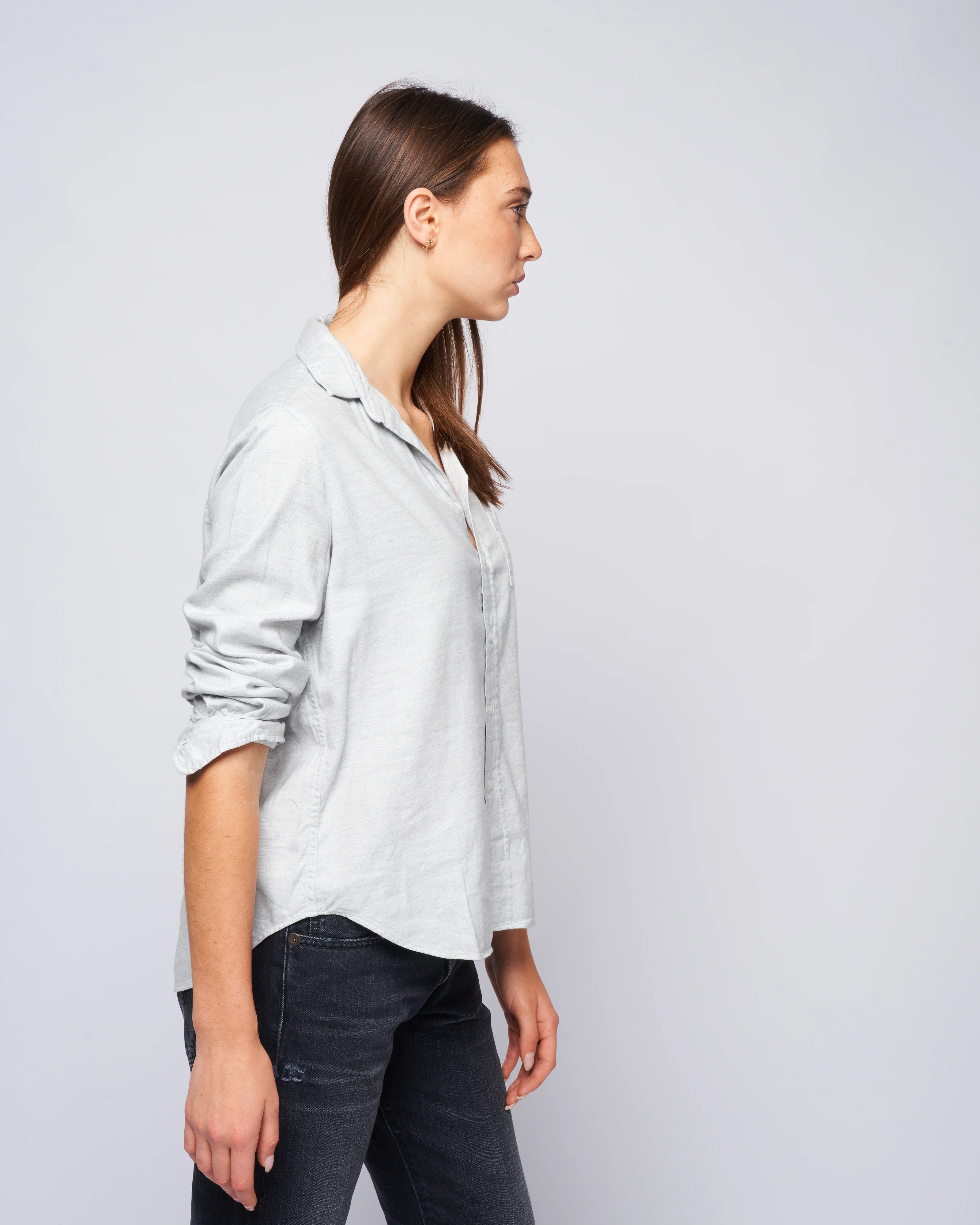 eileen woven button up - heather grey - Image 3