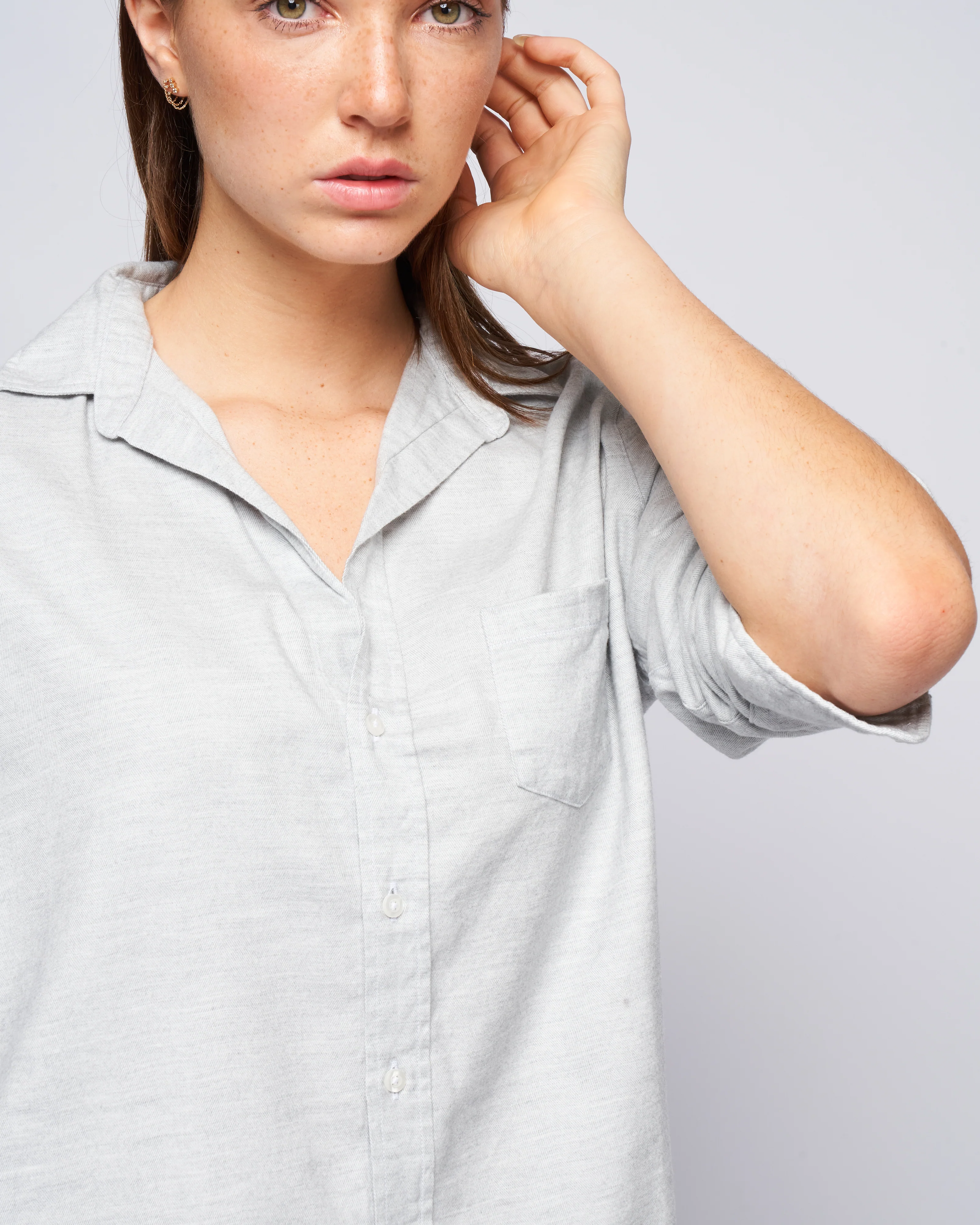eileen woven button up - heather grey - Image 5