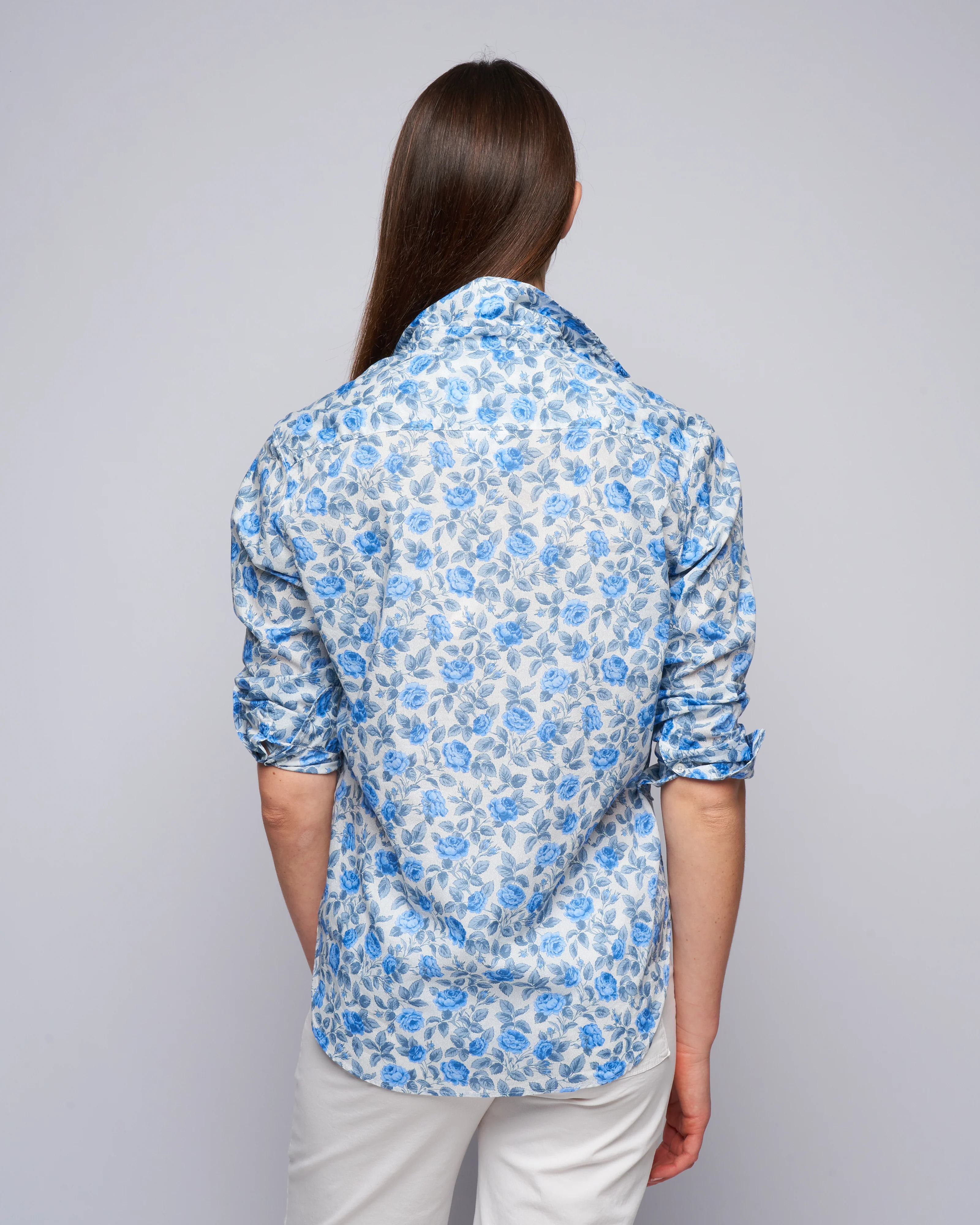 eileen woven button up - large blue roses - Image 4
