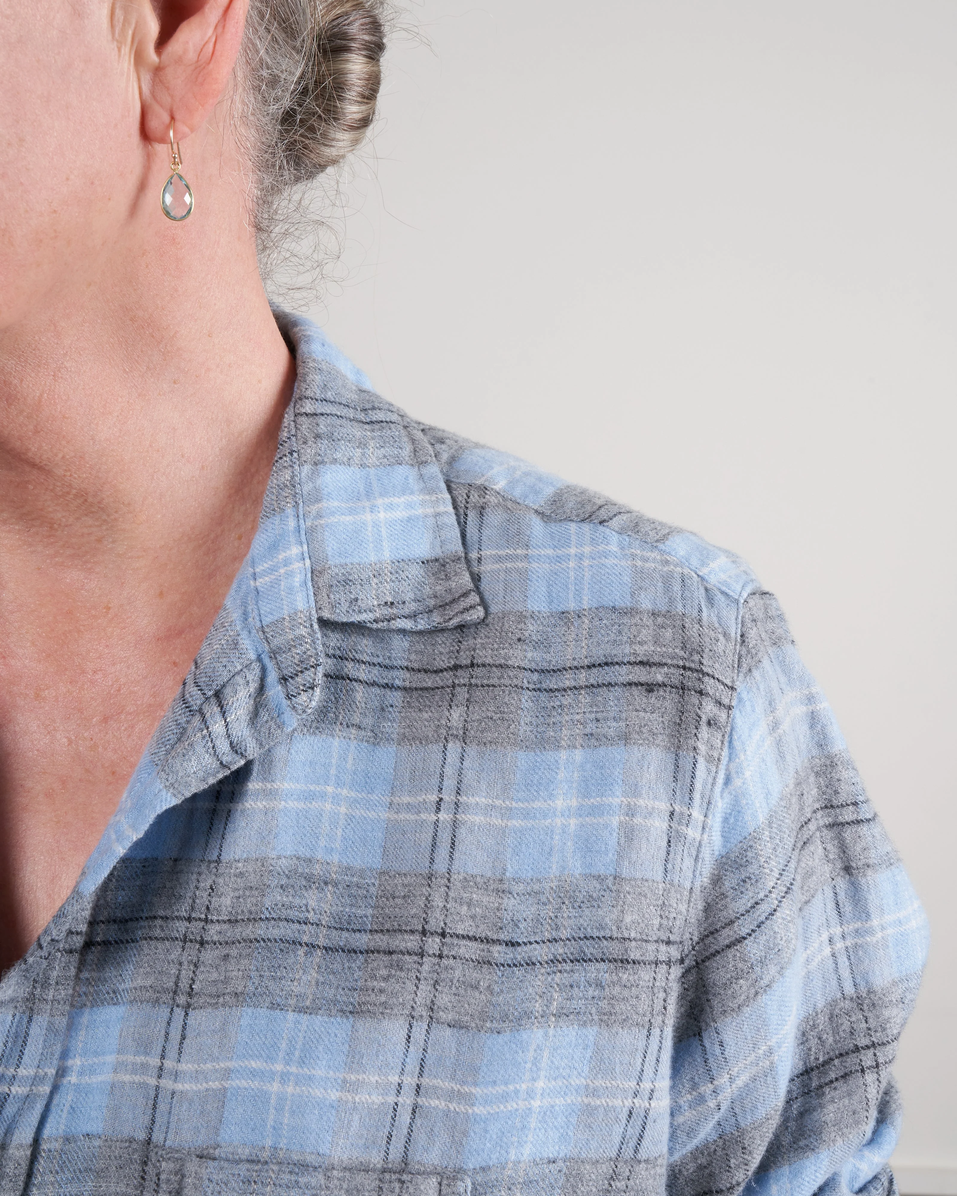 eileen woven button up - light blue grey plaid - Image 5