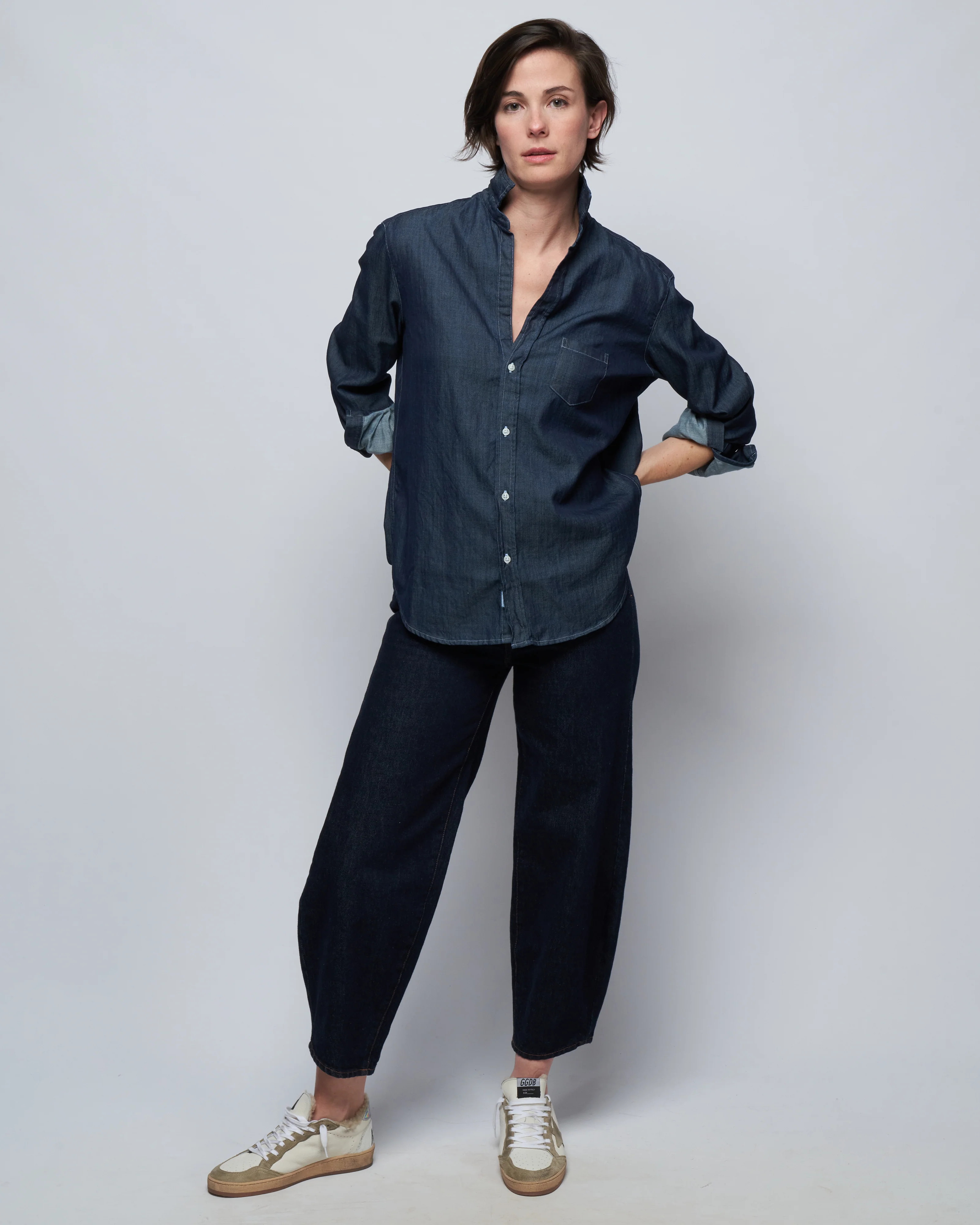 eileen woven button up - raw rinse denim - Image 2