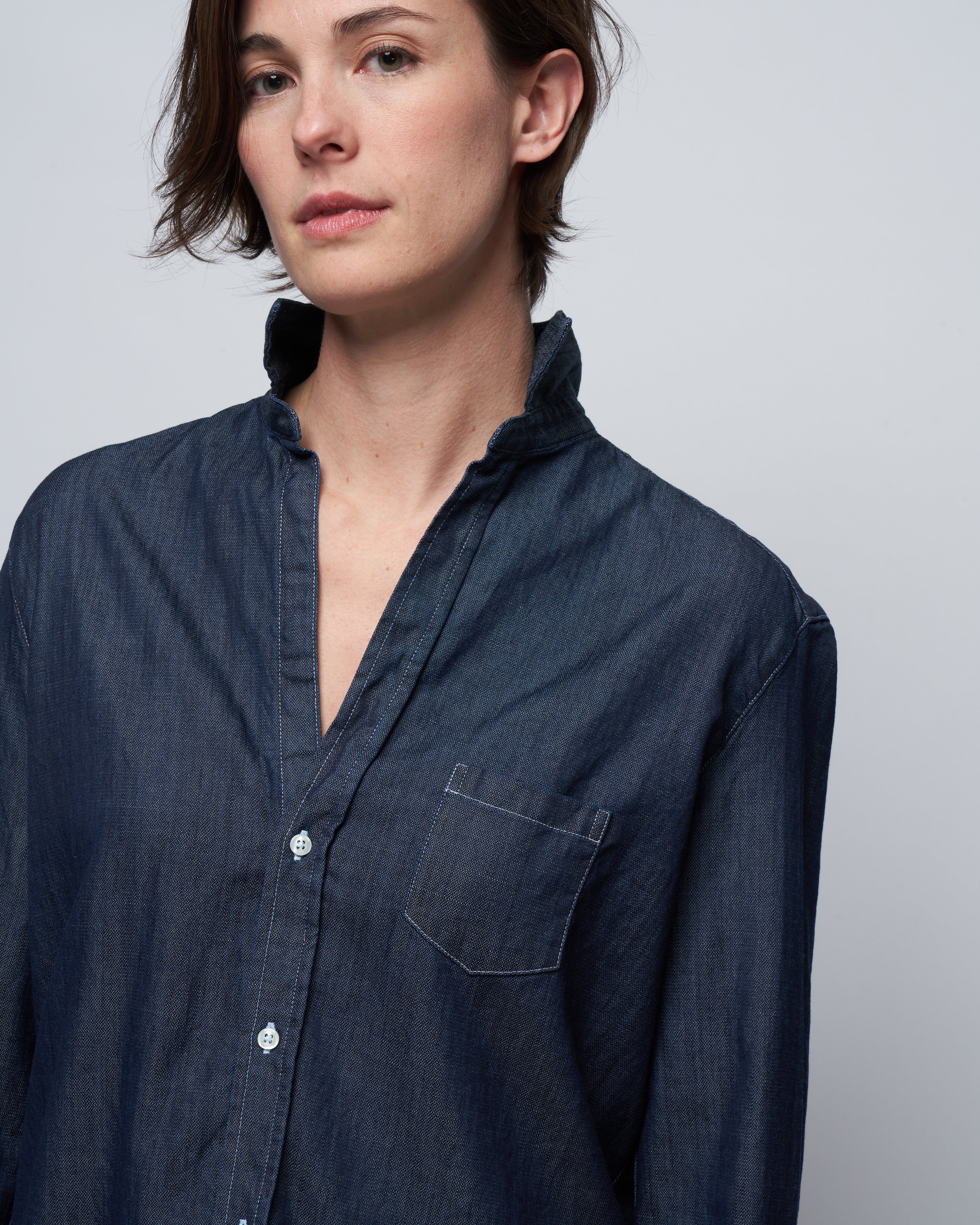 eileen woven button up - raw rinse denim - Image 5