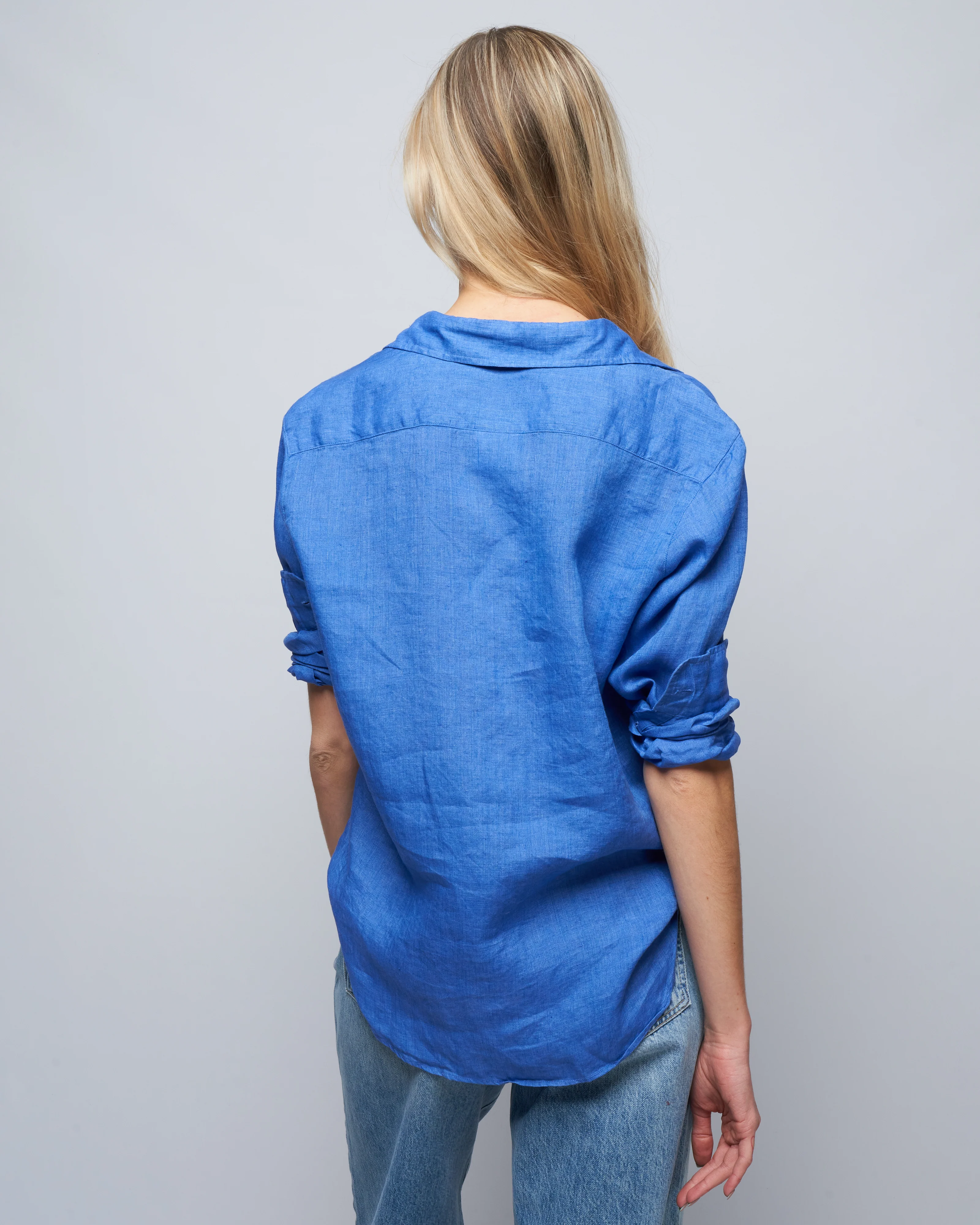 eileen woven button up - solid blue - Image 4