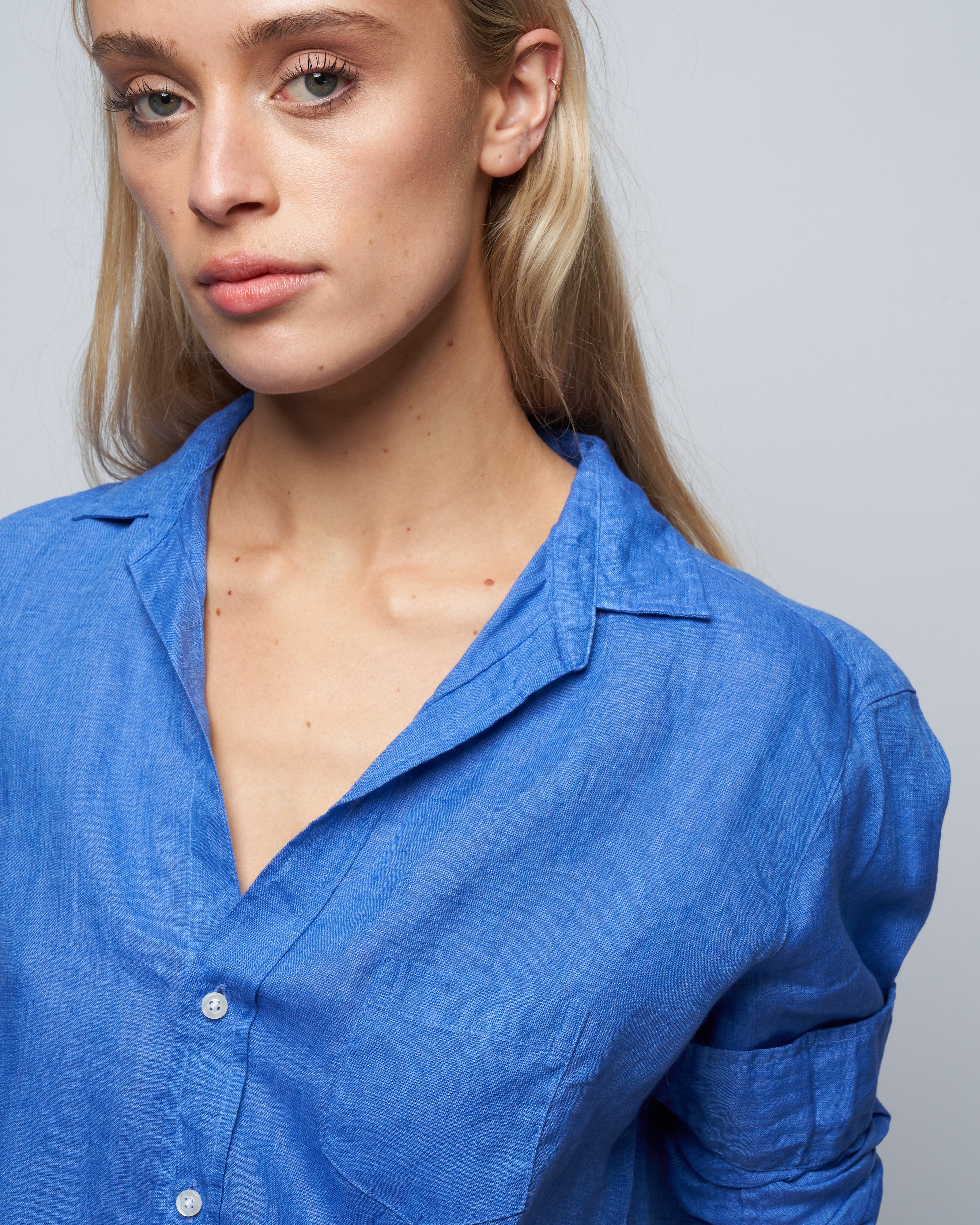 eileen woven button up - solid blue - Image 5