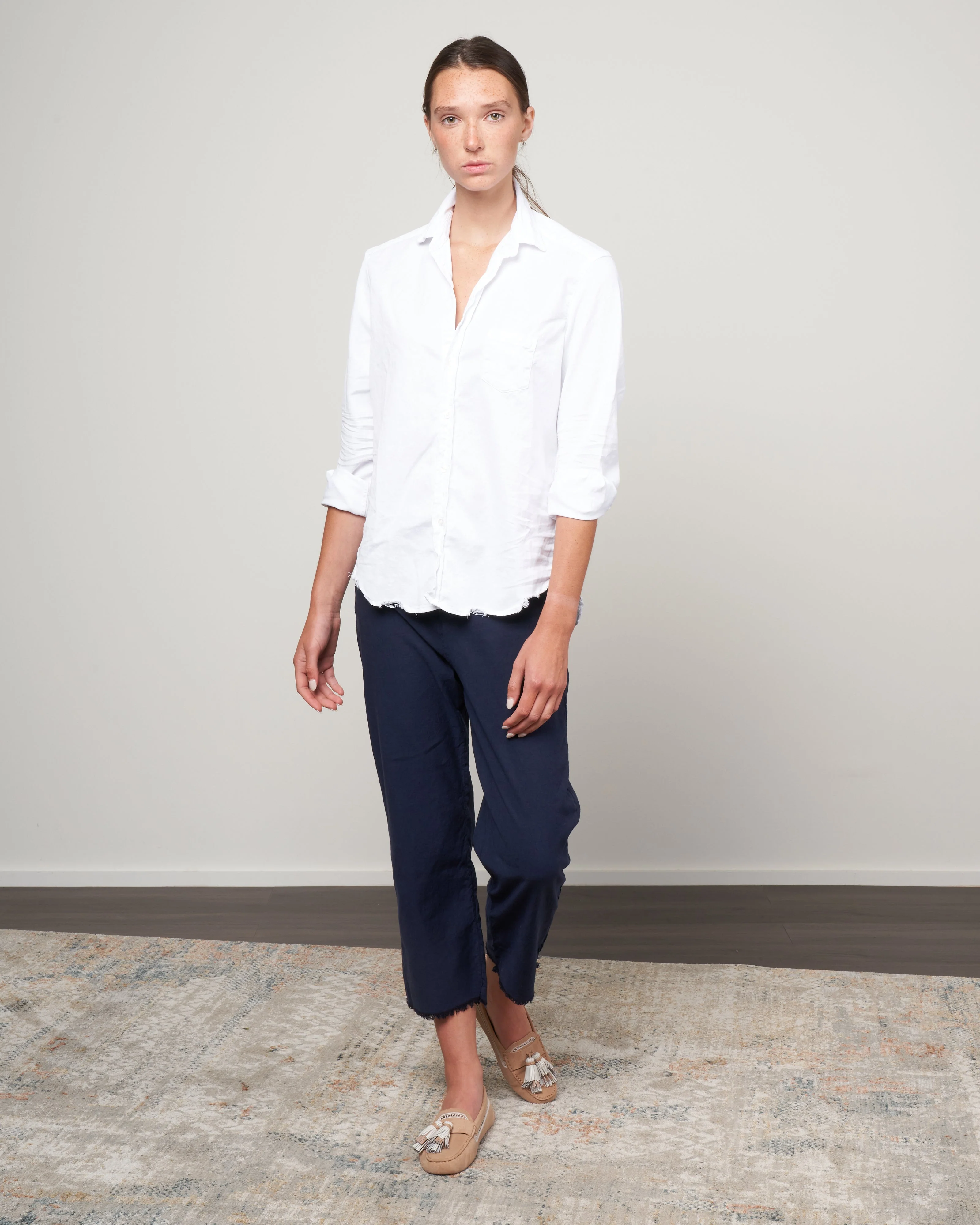eileen woven button up - white tattered wash denim - Image 2