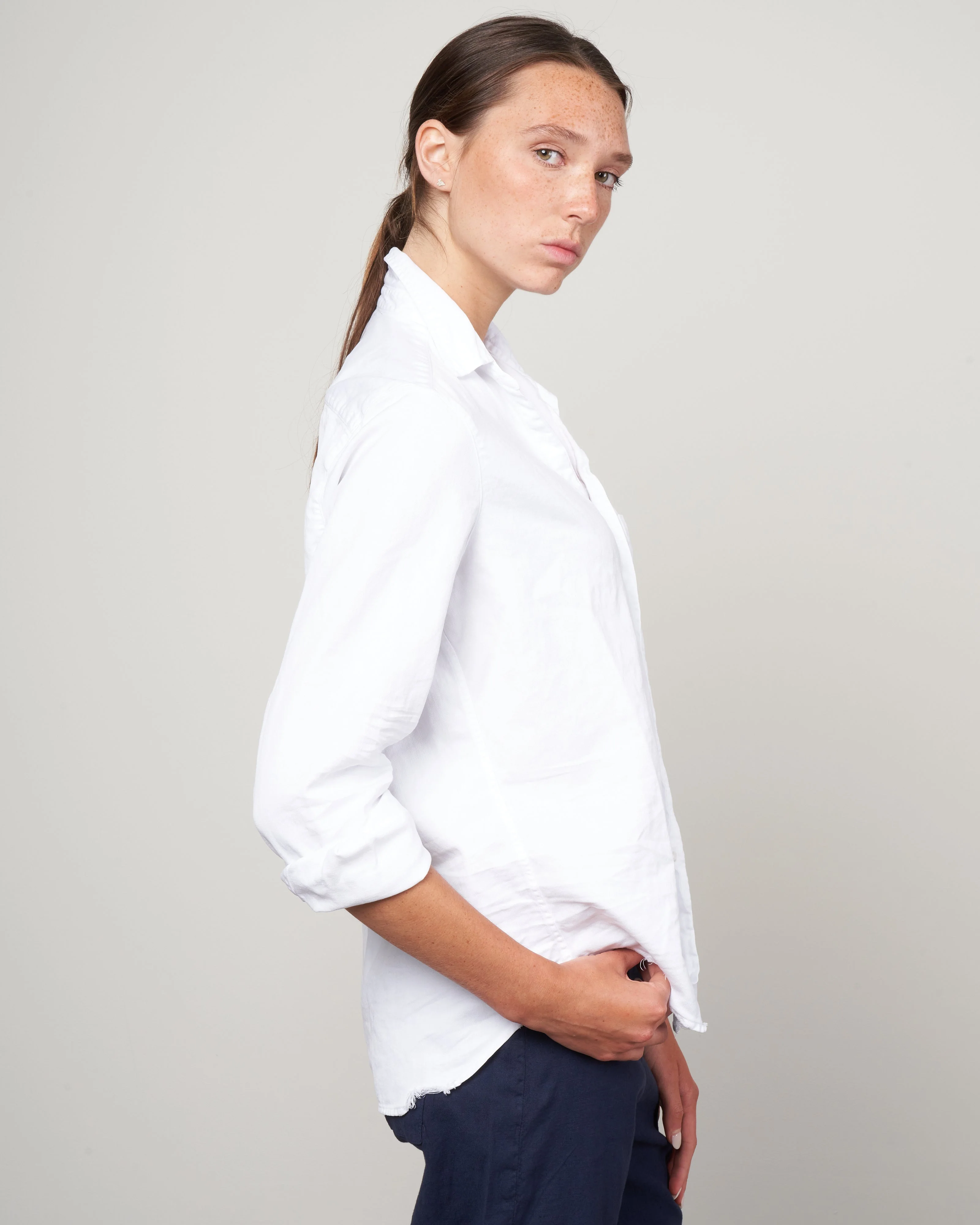 eileen woven button up - white tattered wash denim - Image 3