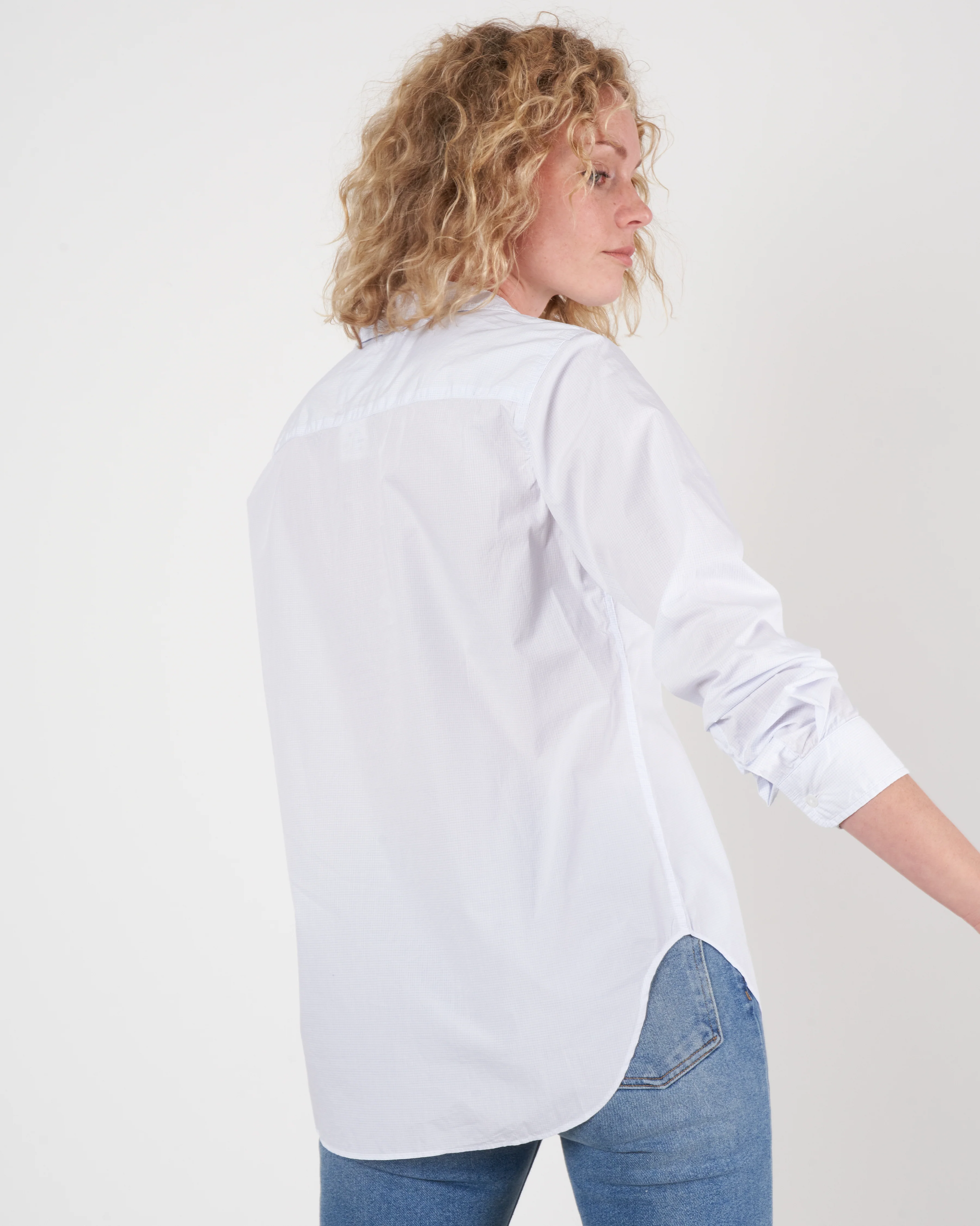 frank woven button up - small blue grid - Image 2