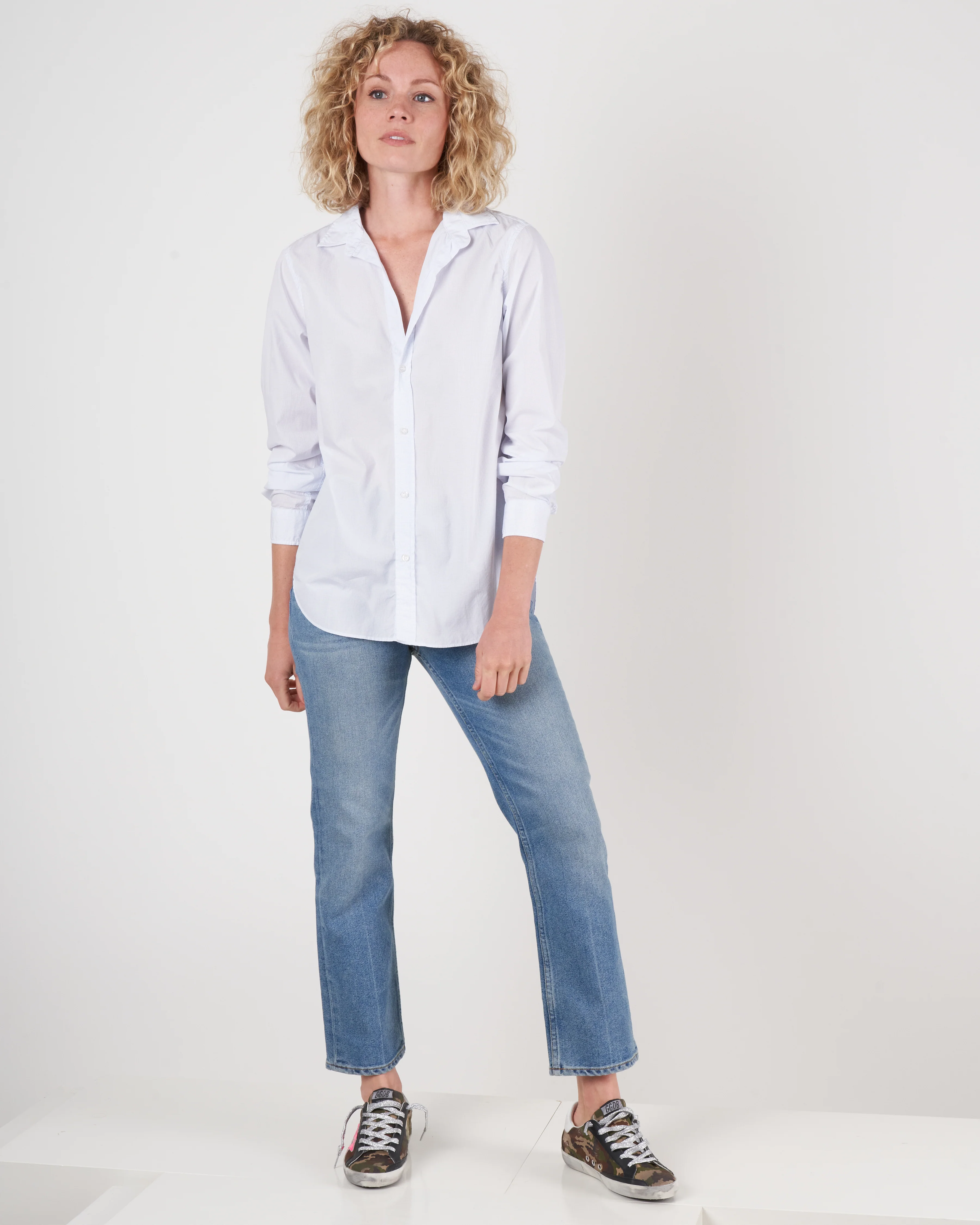 frank woven button up - small blue grid - Image 5
