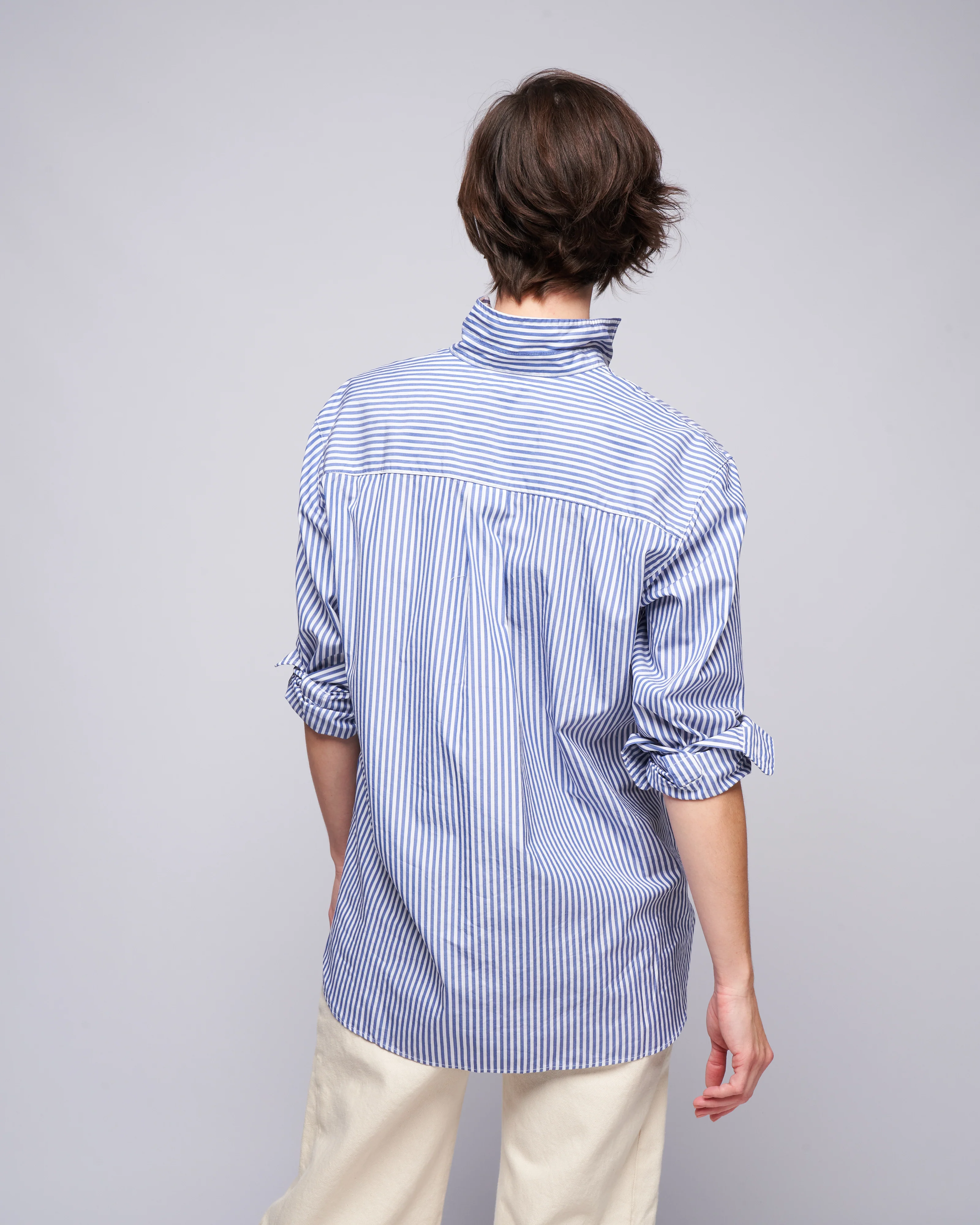 joedy - boyfriend button-up - blue, white stripe - Image 4