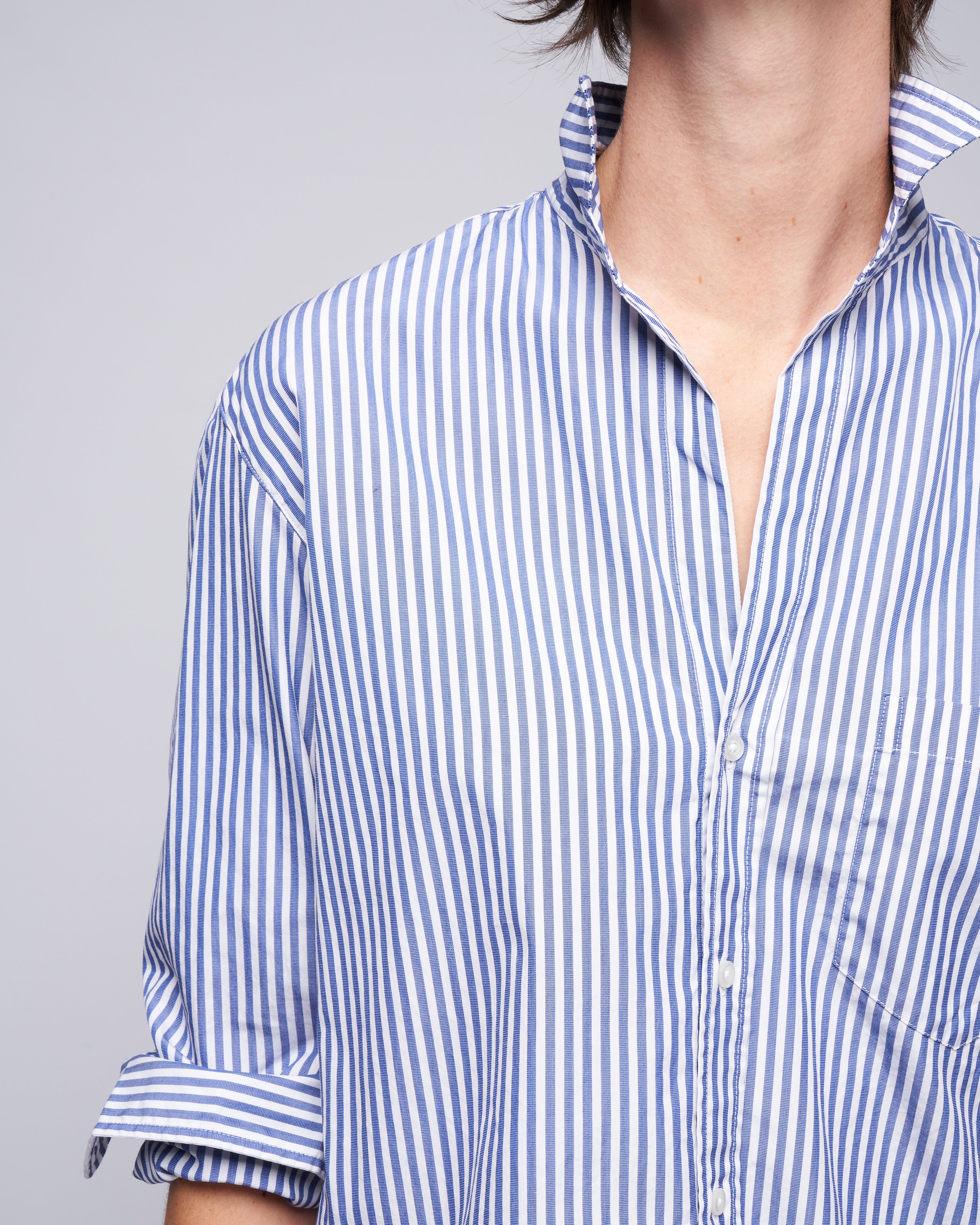 joedy - boyfriend button-up - blue, white stripe - Image 5