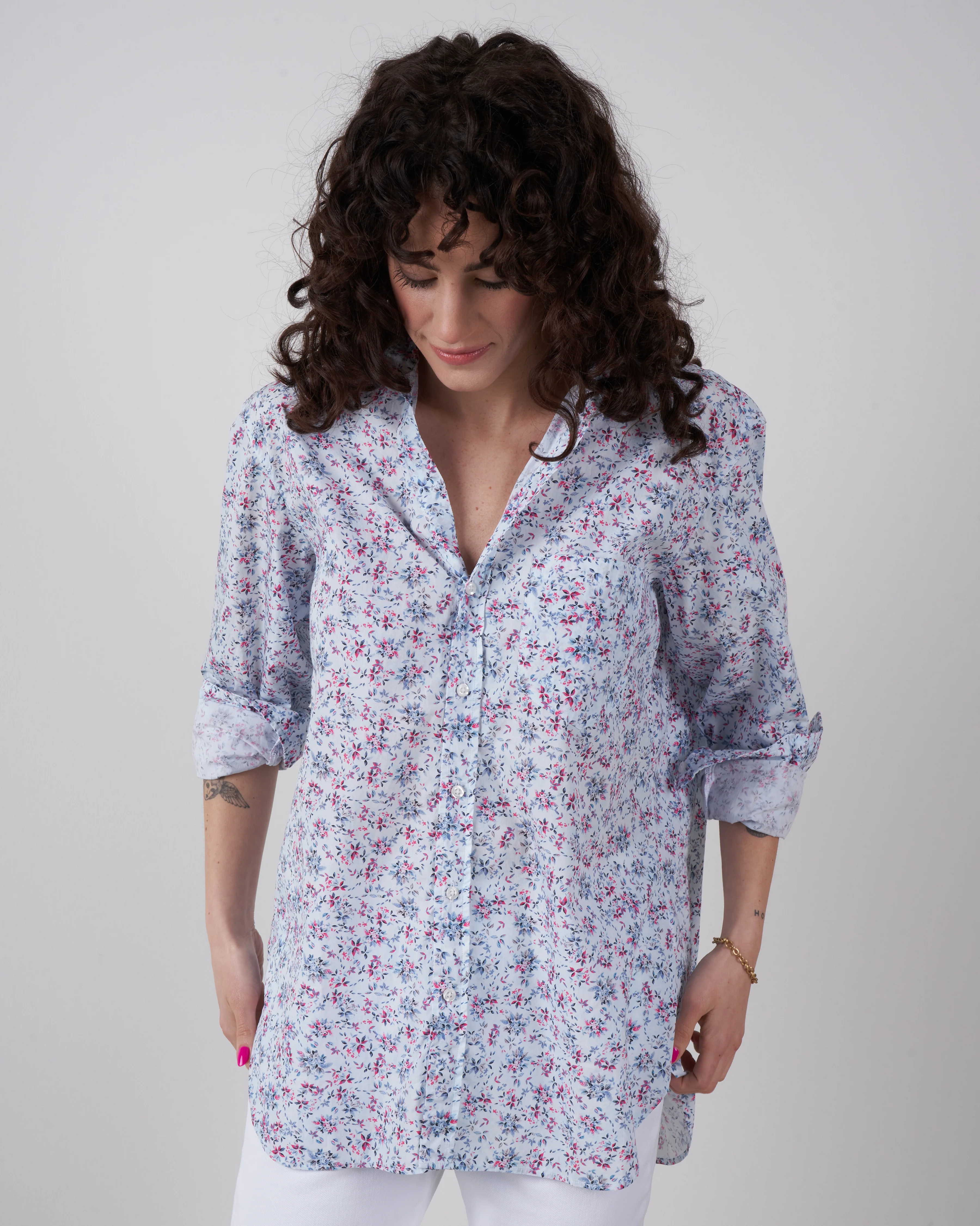 joedy button up - blue, pink floral - Image 2