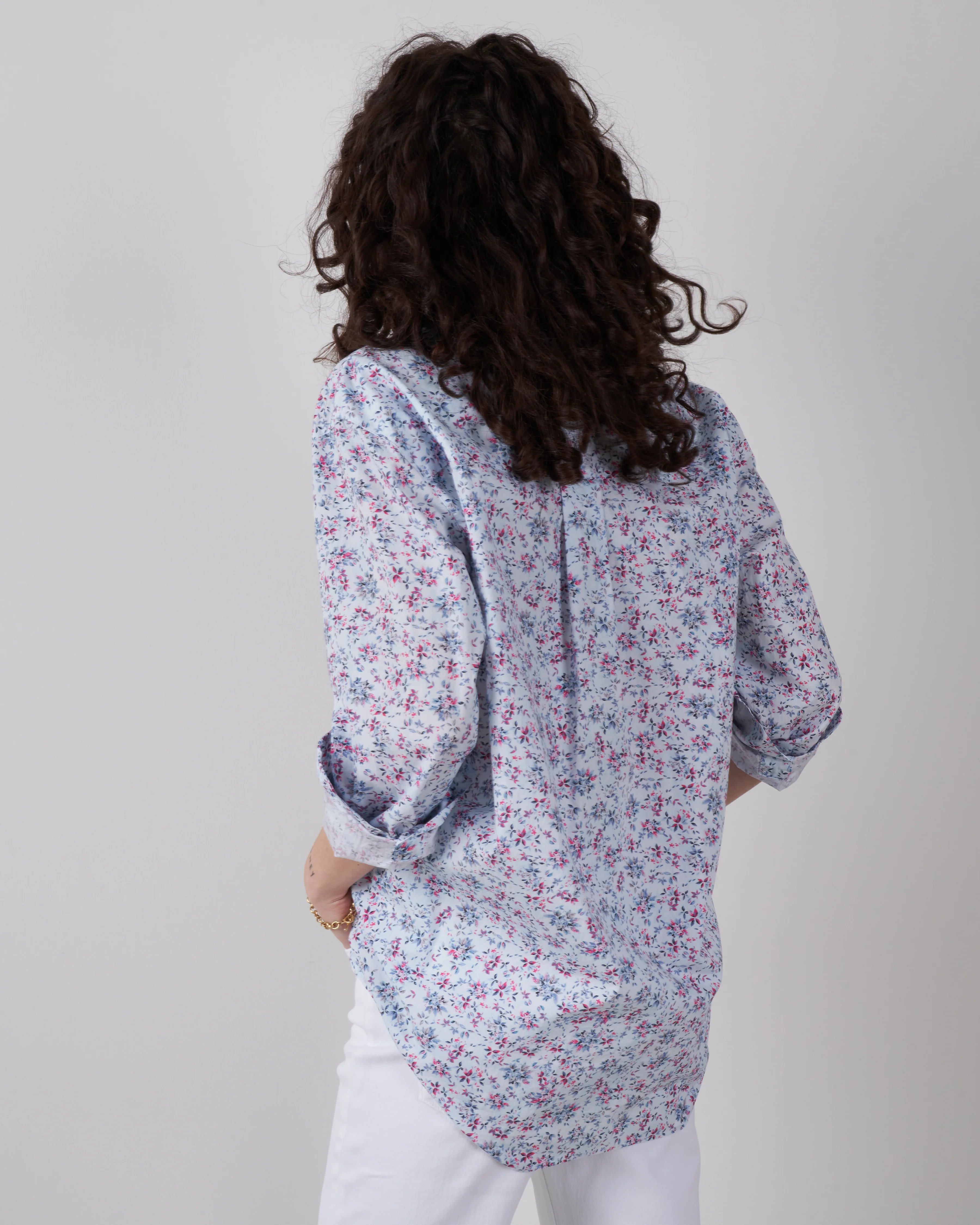 joedy button up - blue, pink floral - Image 3