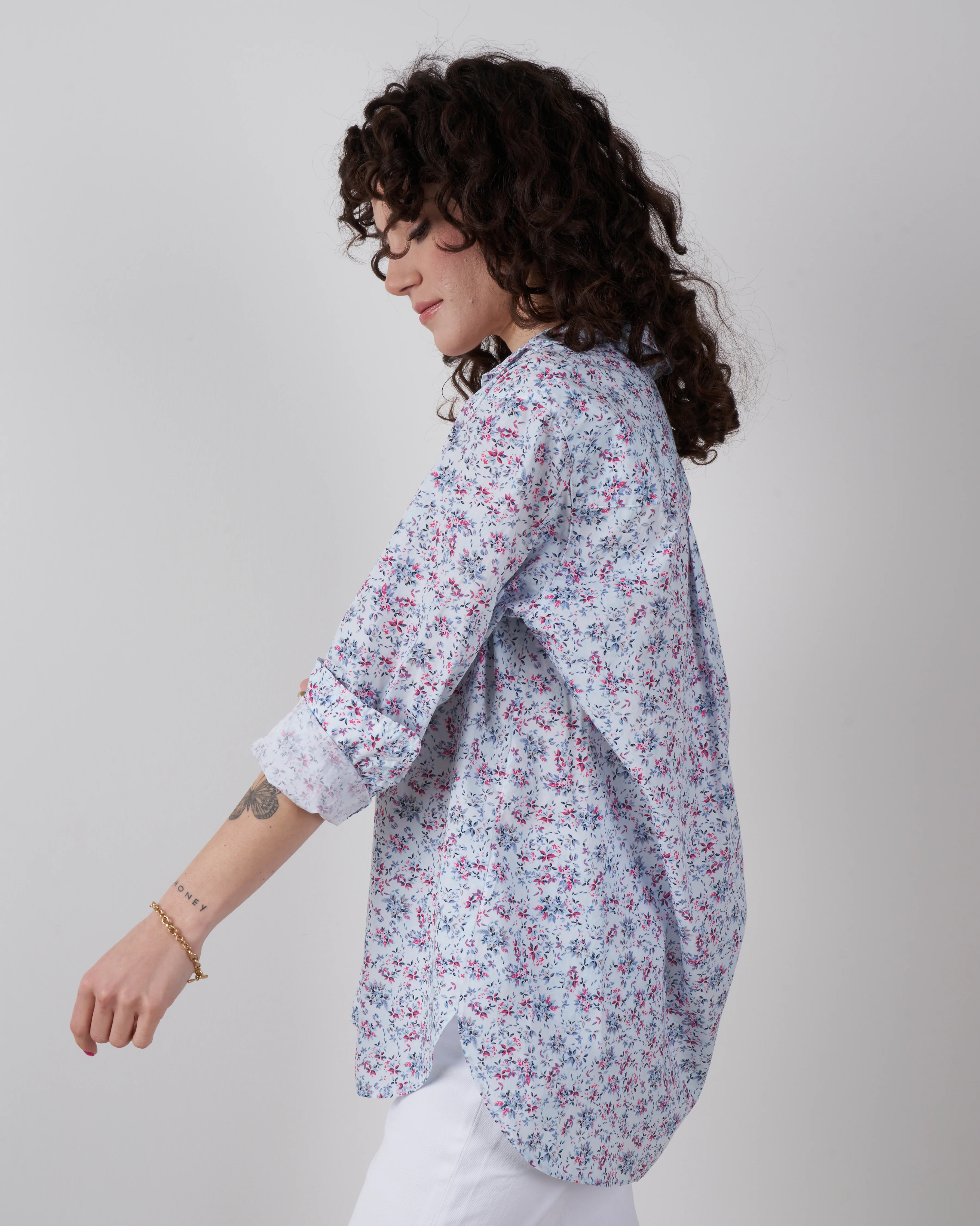 joedy button up - blue, pink floral - Image 4