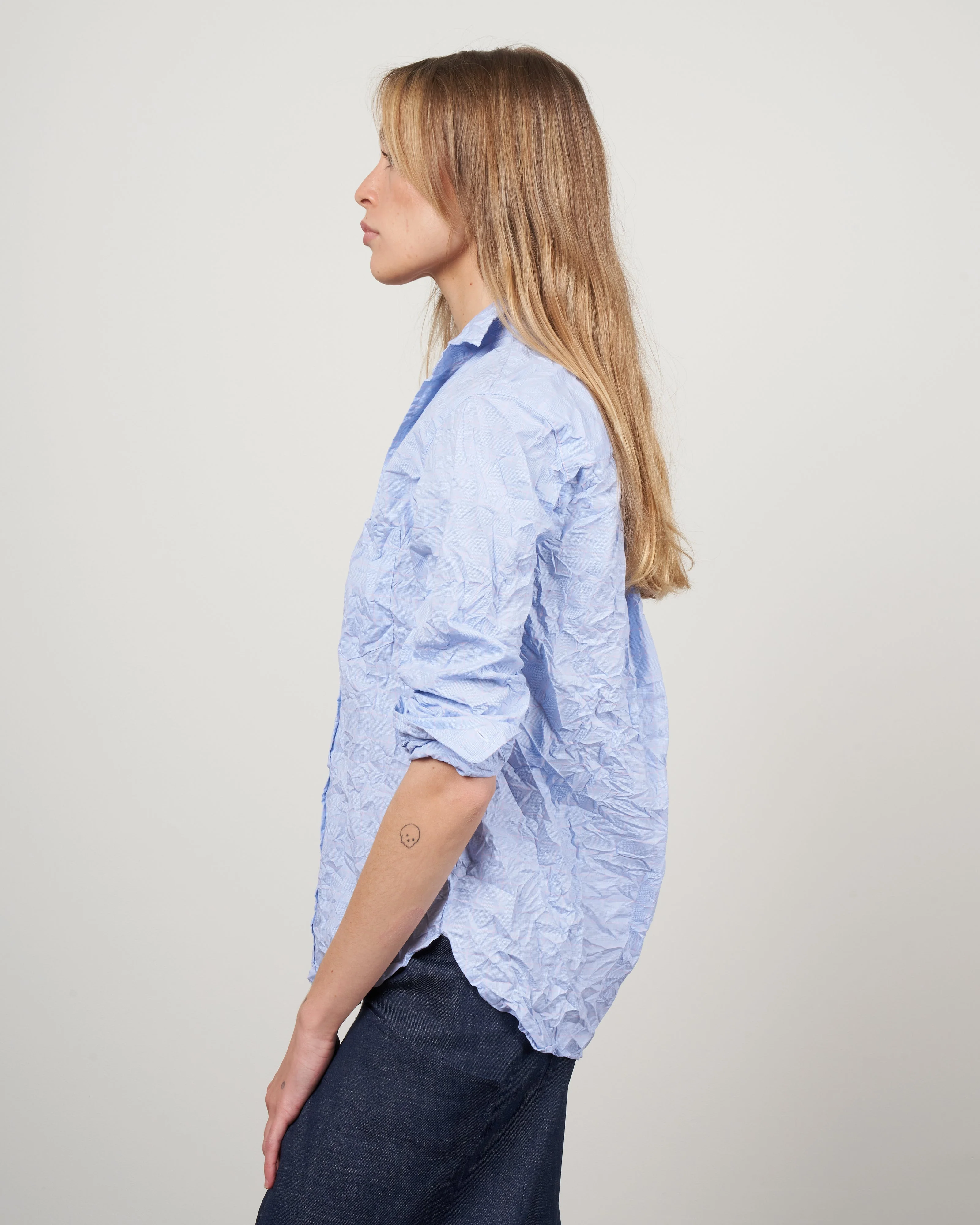 joedy woven button up - light blue, pink windowpane - Image 3