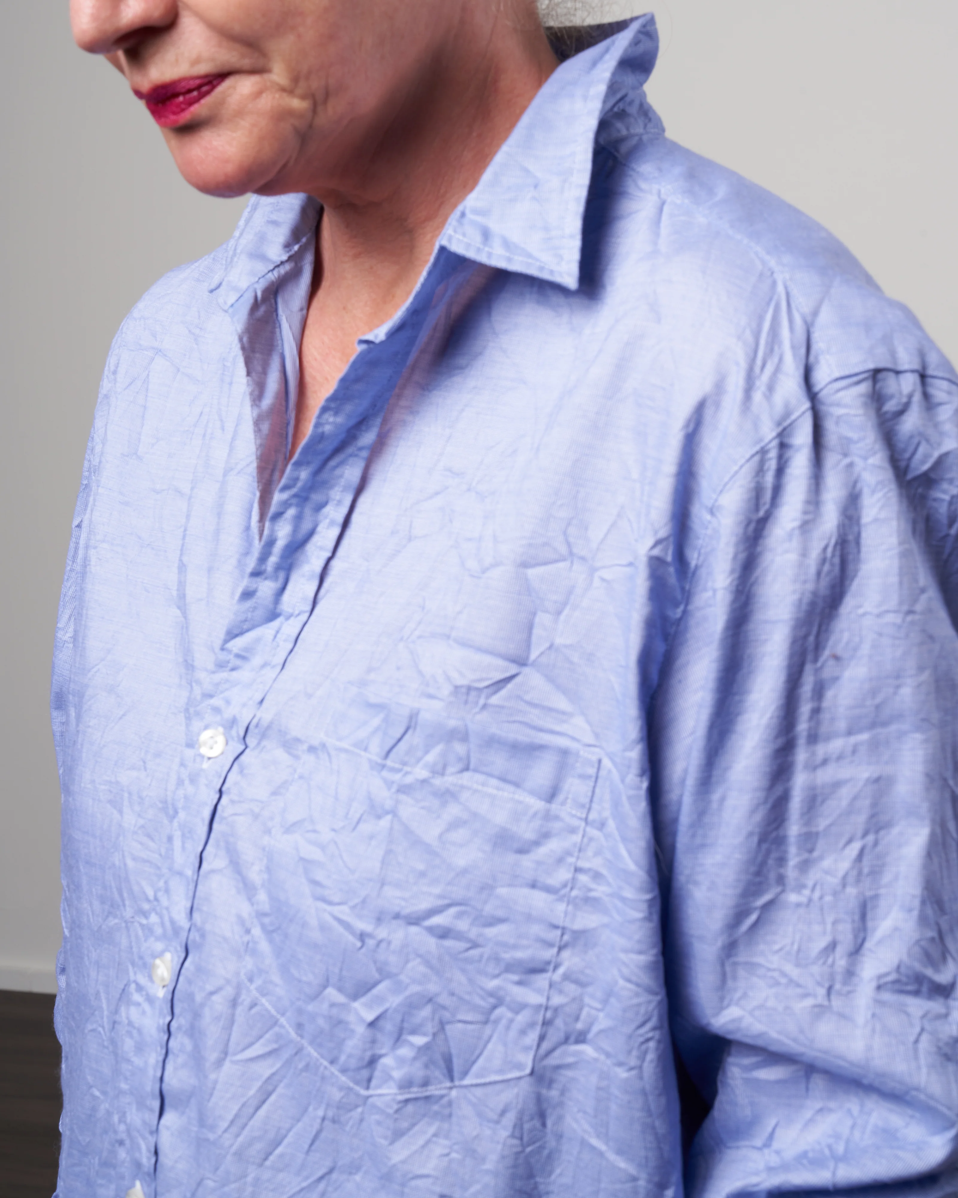 joedy woven button up - signature crinkle micro blue stripe - Image 5