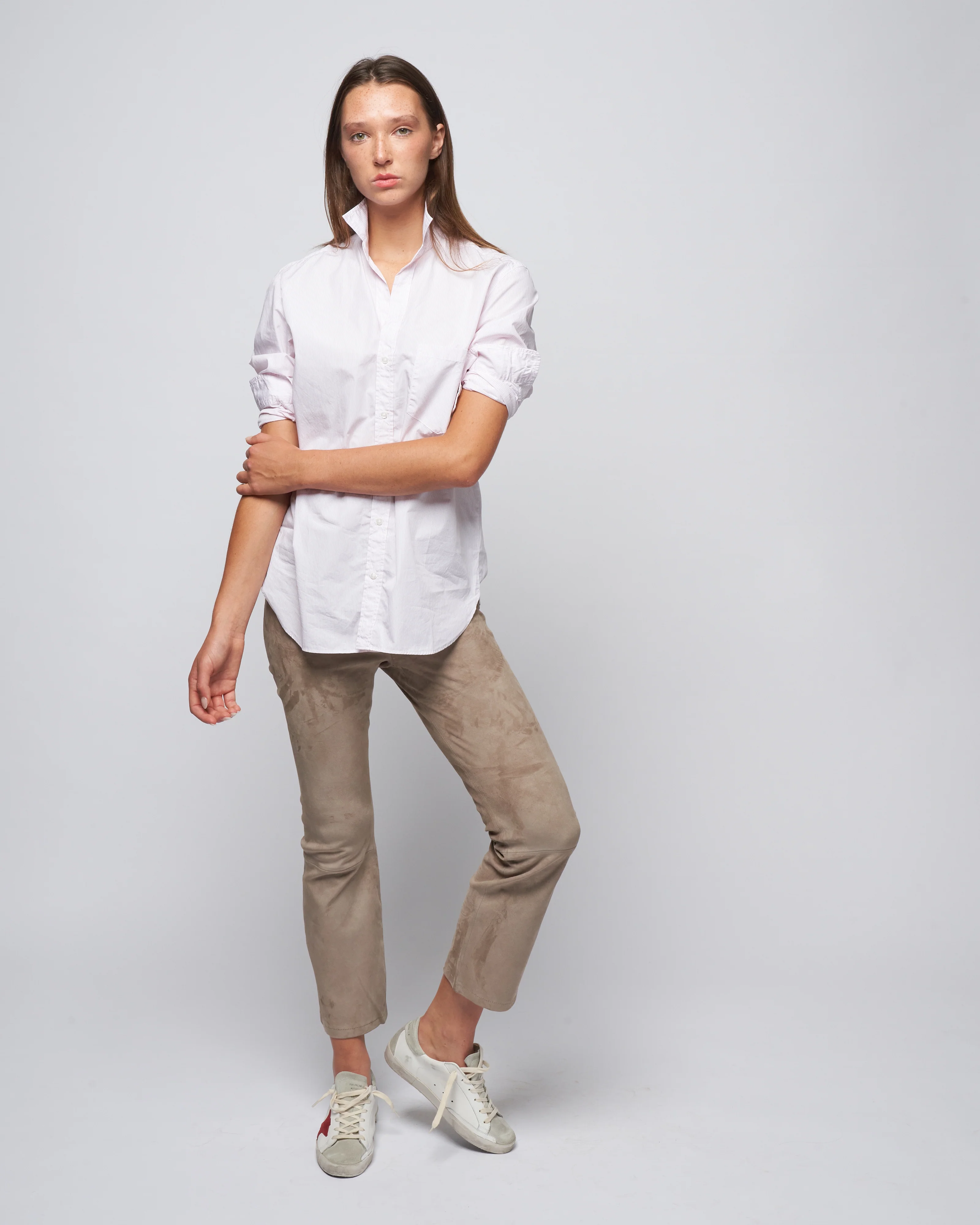 joedy woven button up - thin pink stripe - Image 2
