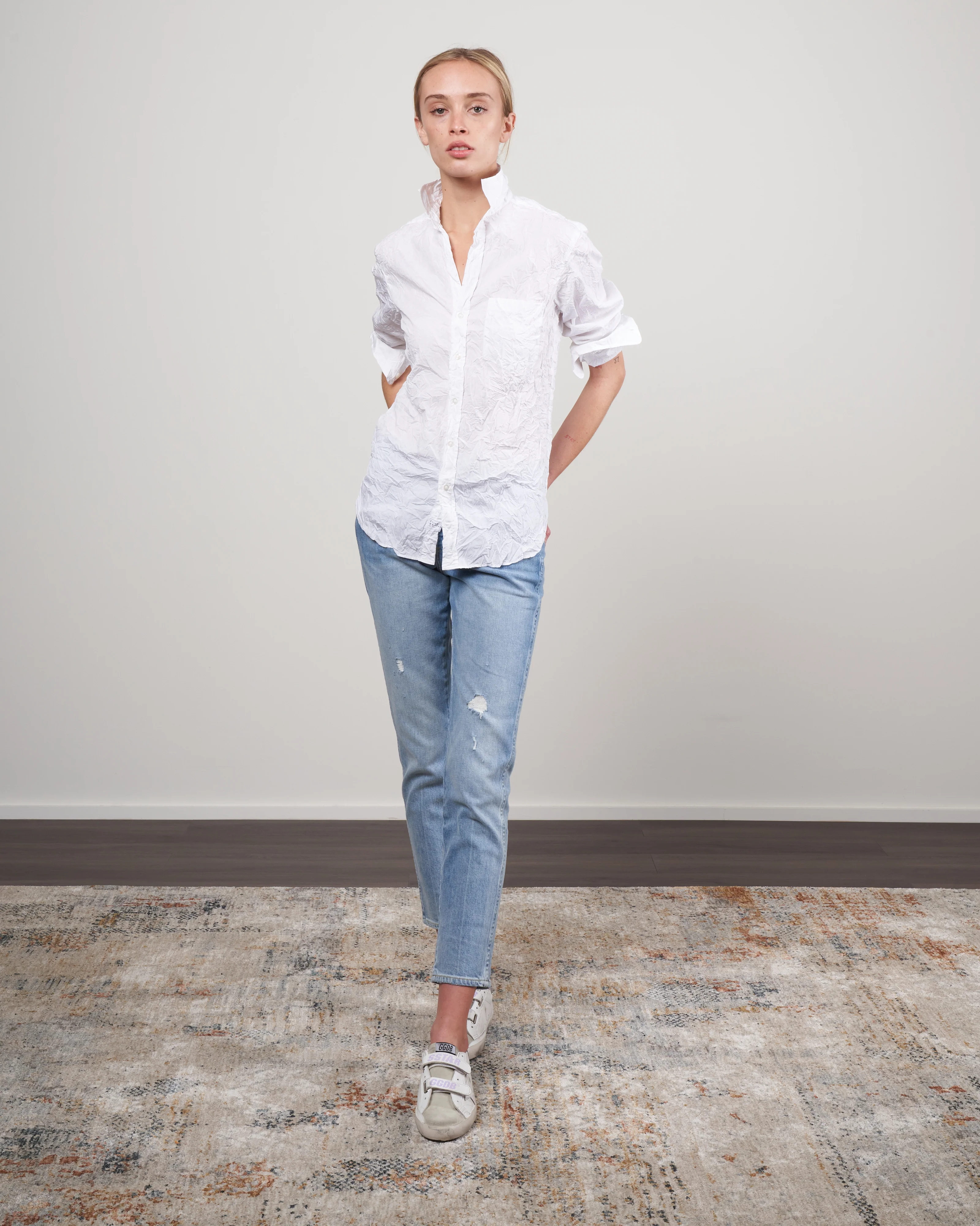 joedy woven button up - white crinkle superfine - Image 2