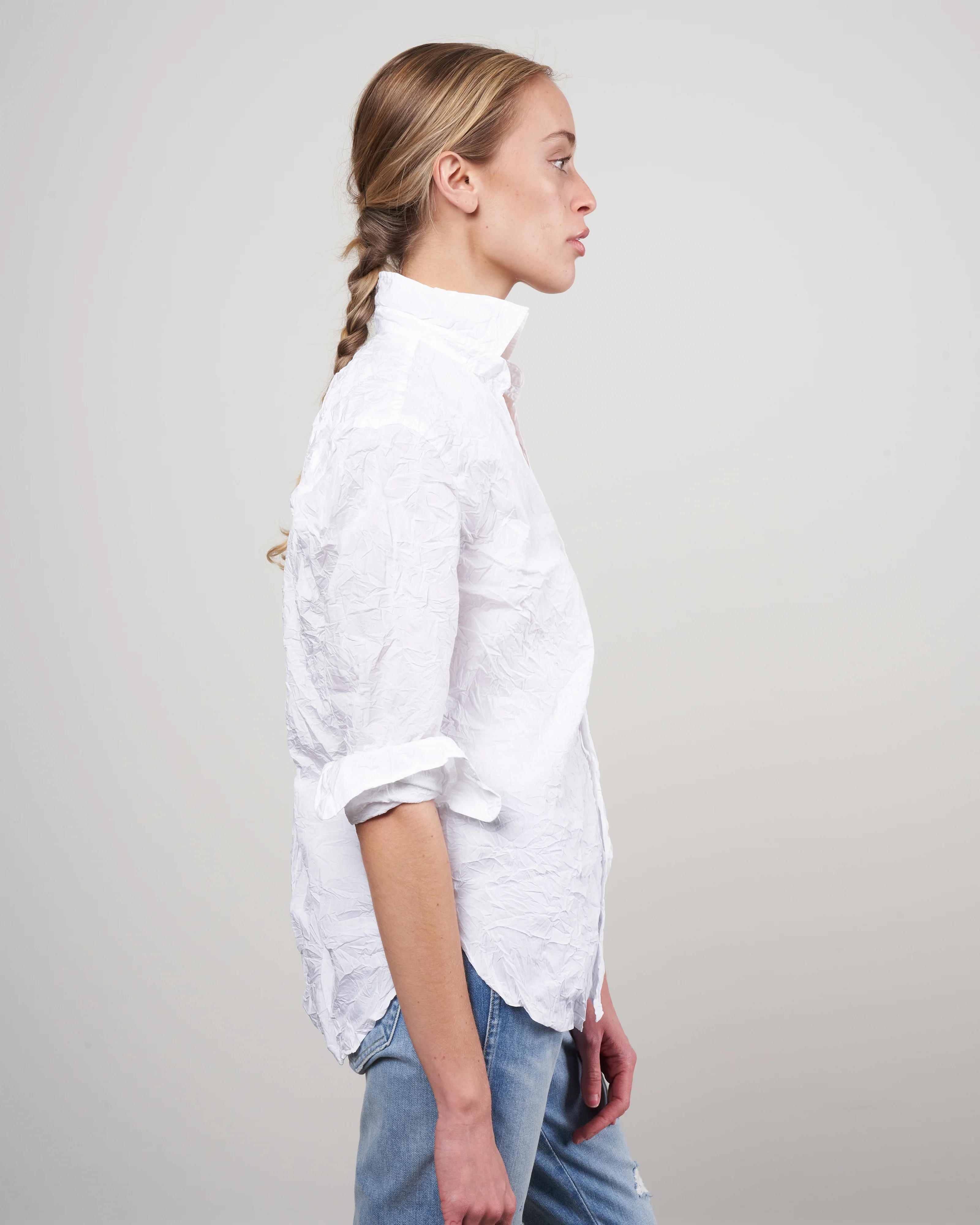 joedy woven button up - white crinkle superfine - Image 3
