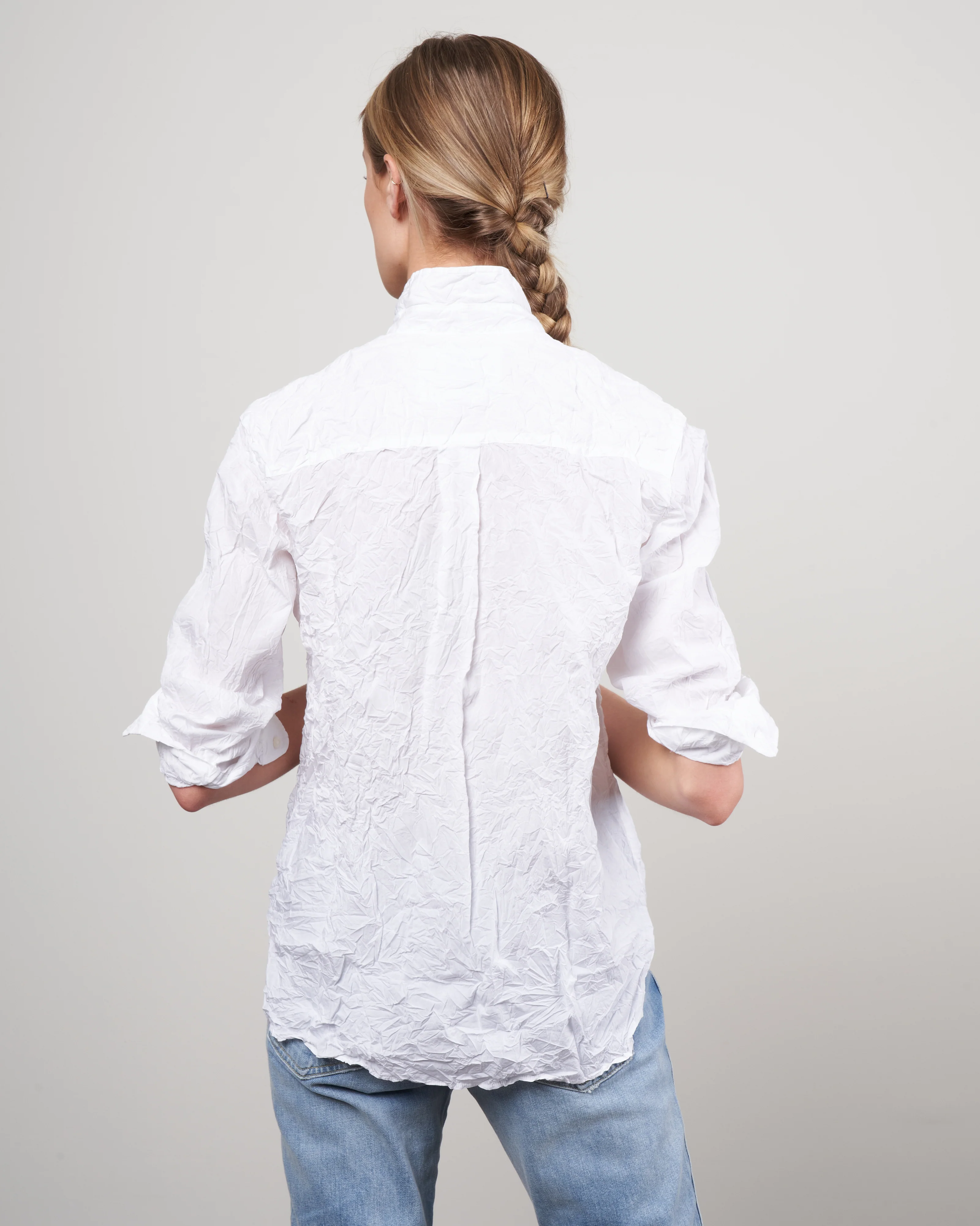 joedy woven button up - white crinkle superfine - Image 4