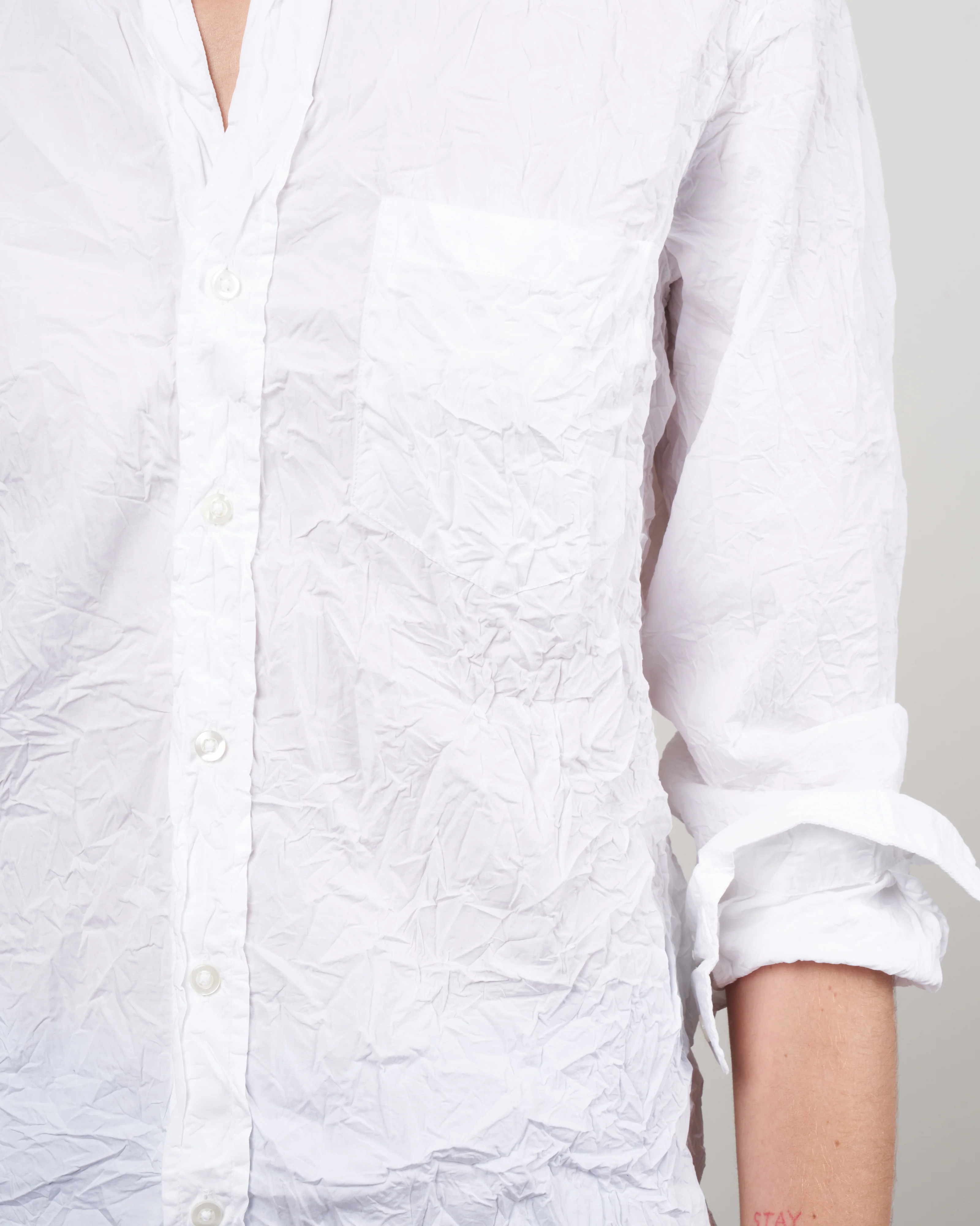 joedy woven button up - white crinkle superfine - Image 5