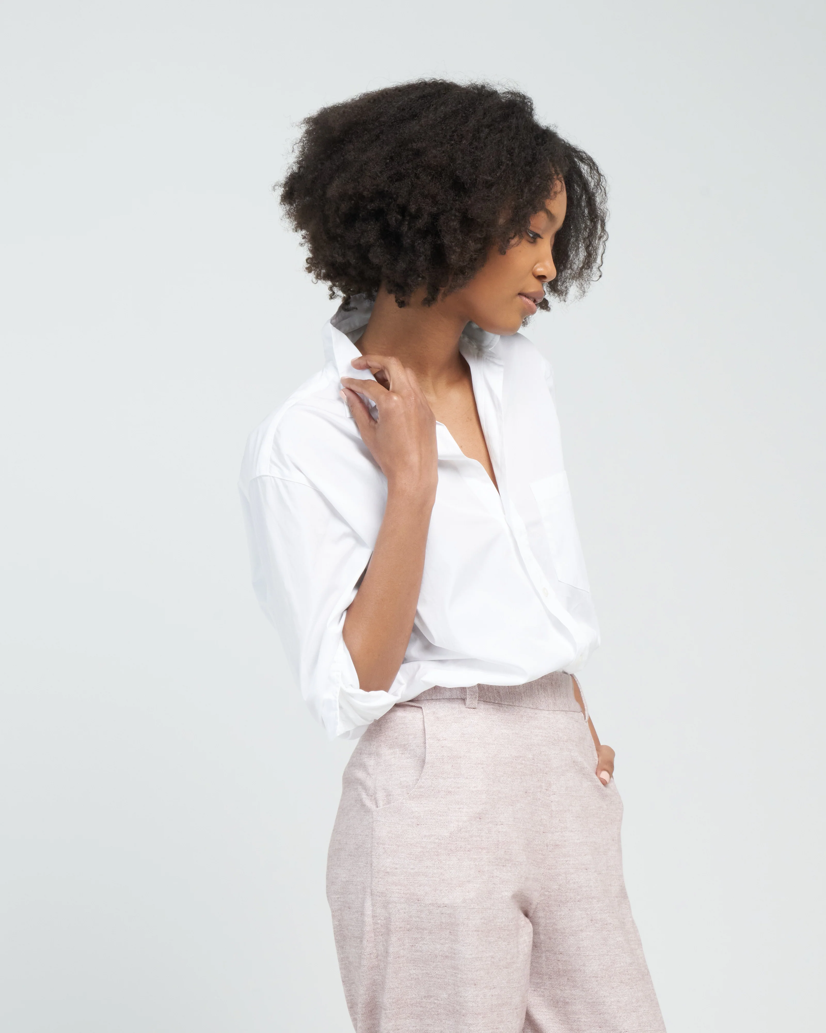 joedy woven button up - white superluxe - Image 3