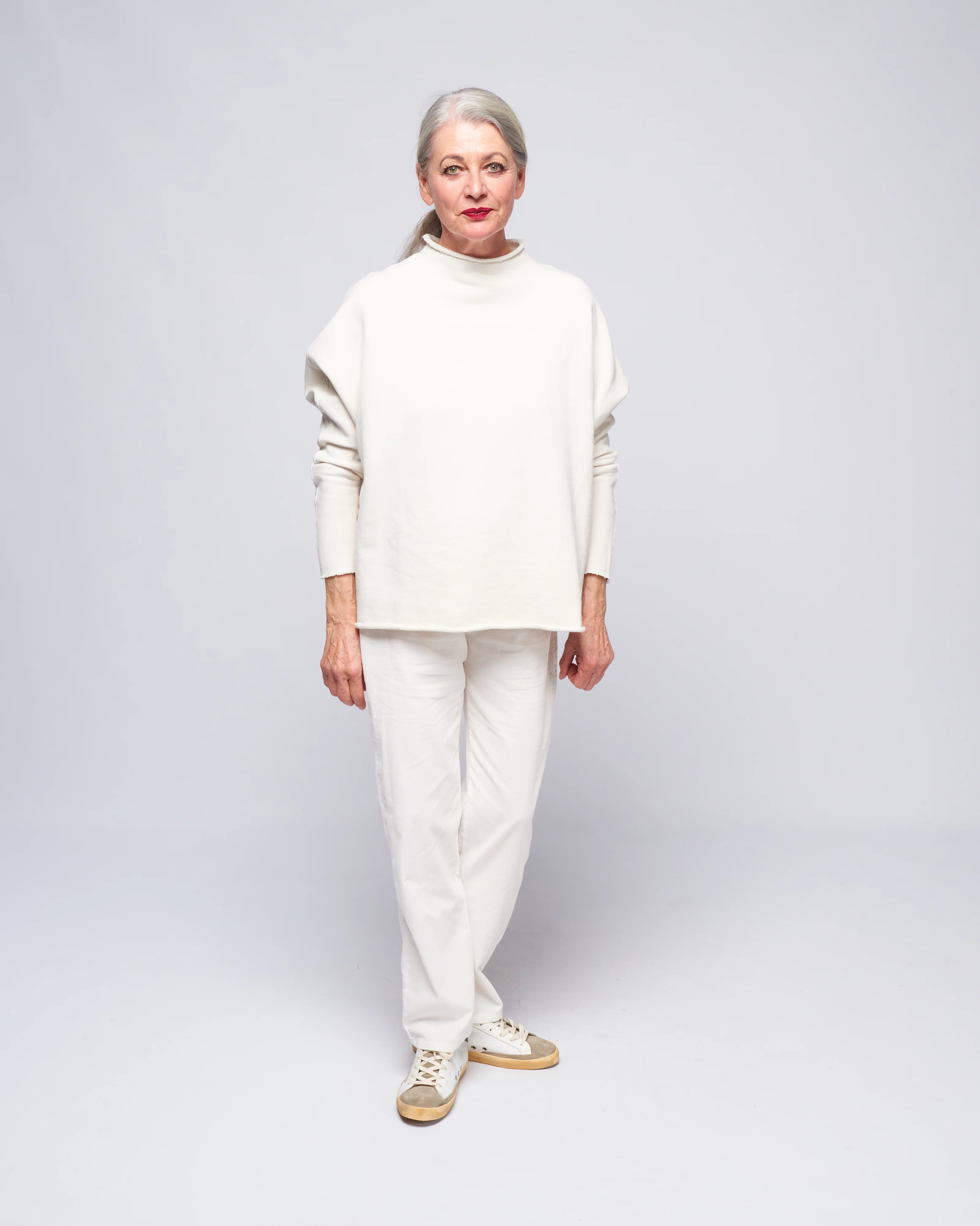l/s funnel neck capelet - vwt vintage white - Image 2