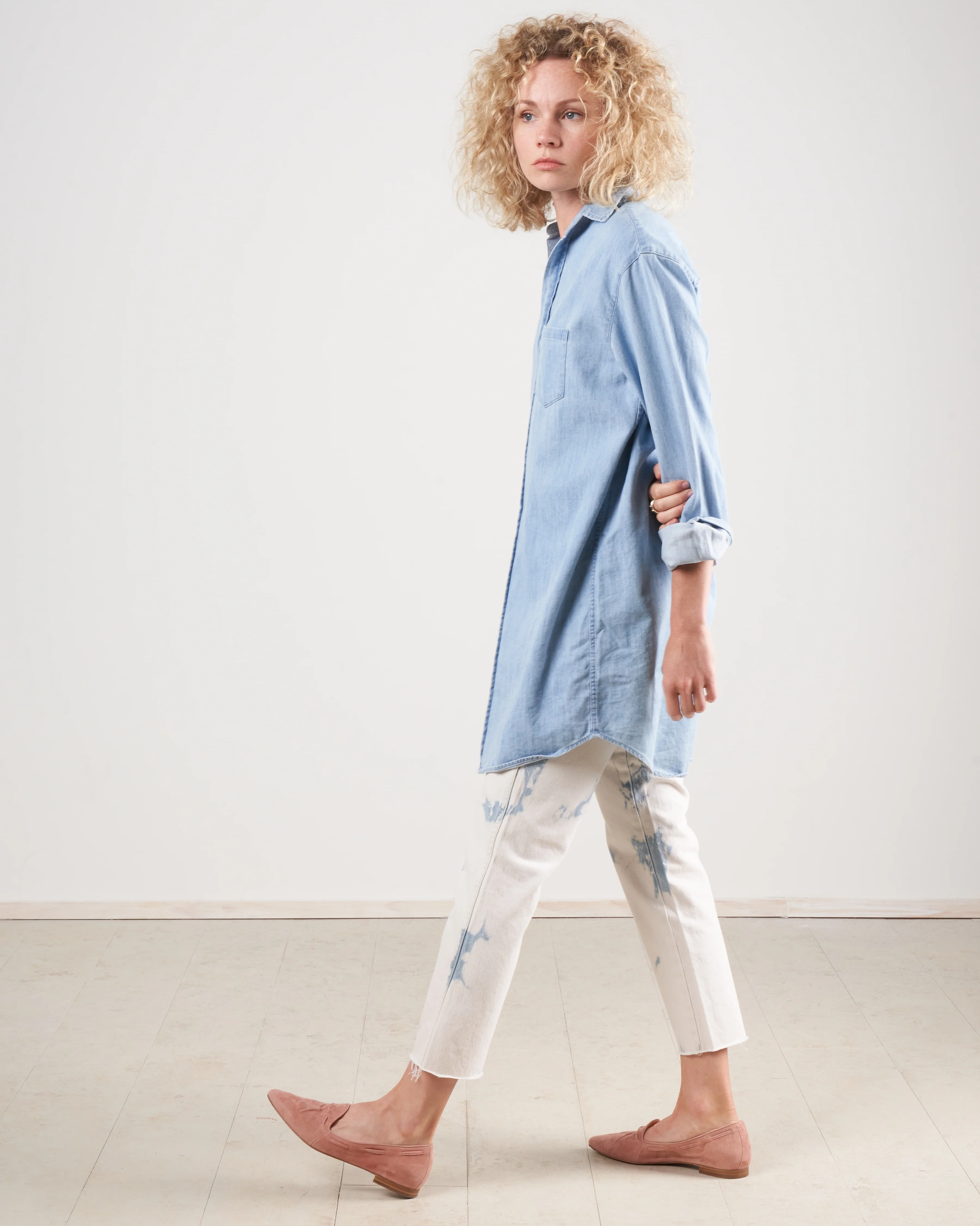 mary woven button up dress - classic blue wash - Image 4