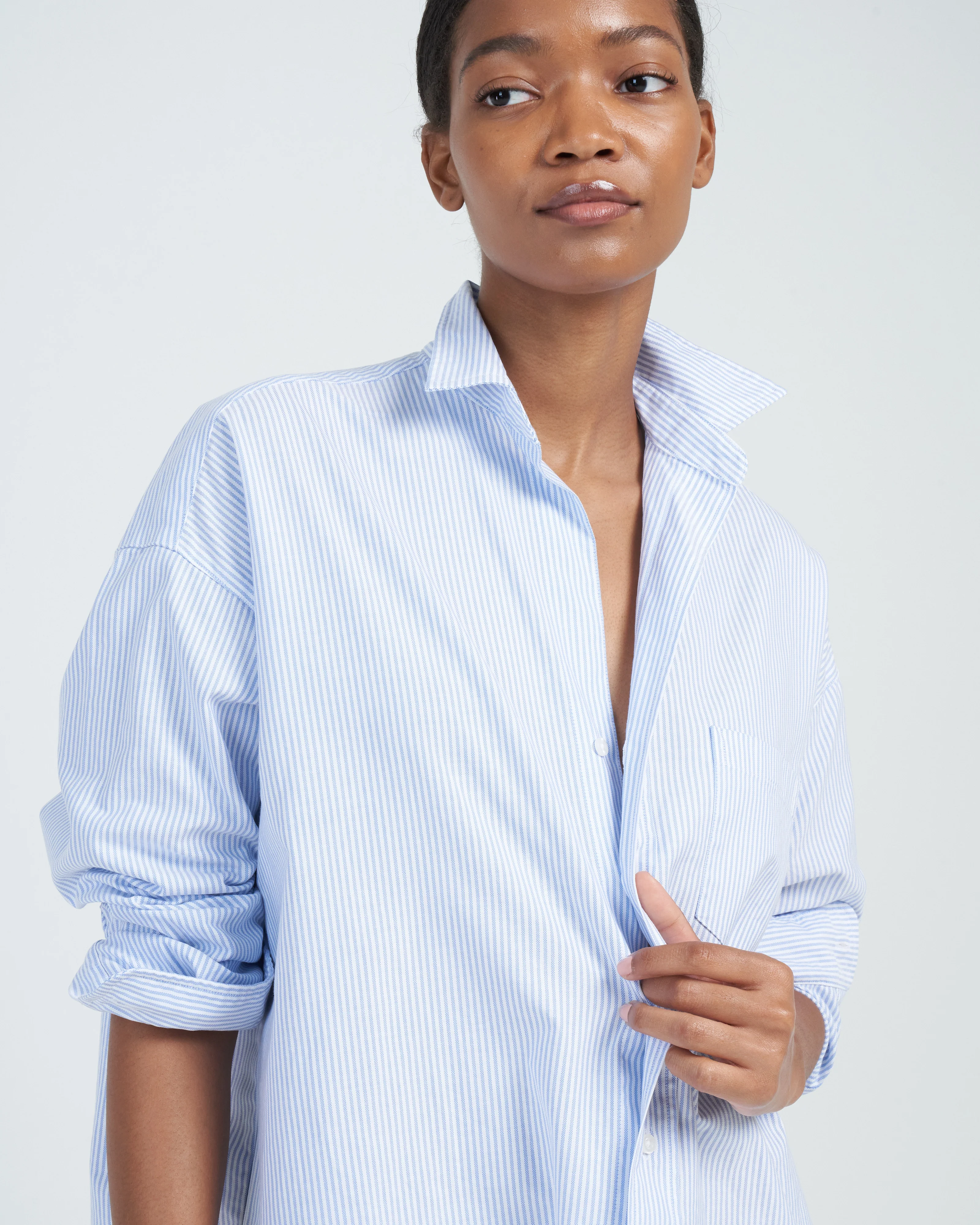 shirley oversized button-up shirt - blue stripe - Image 5