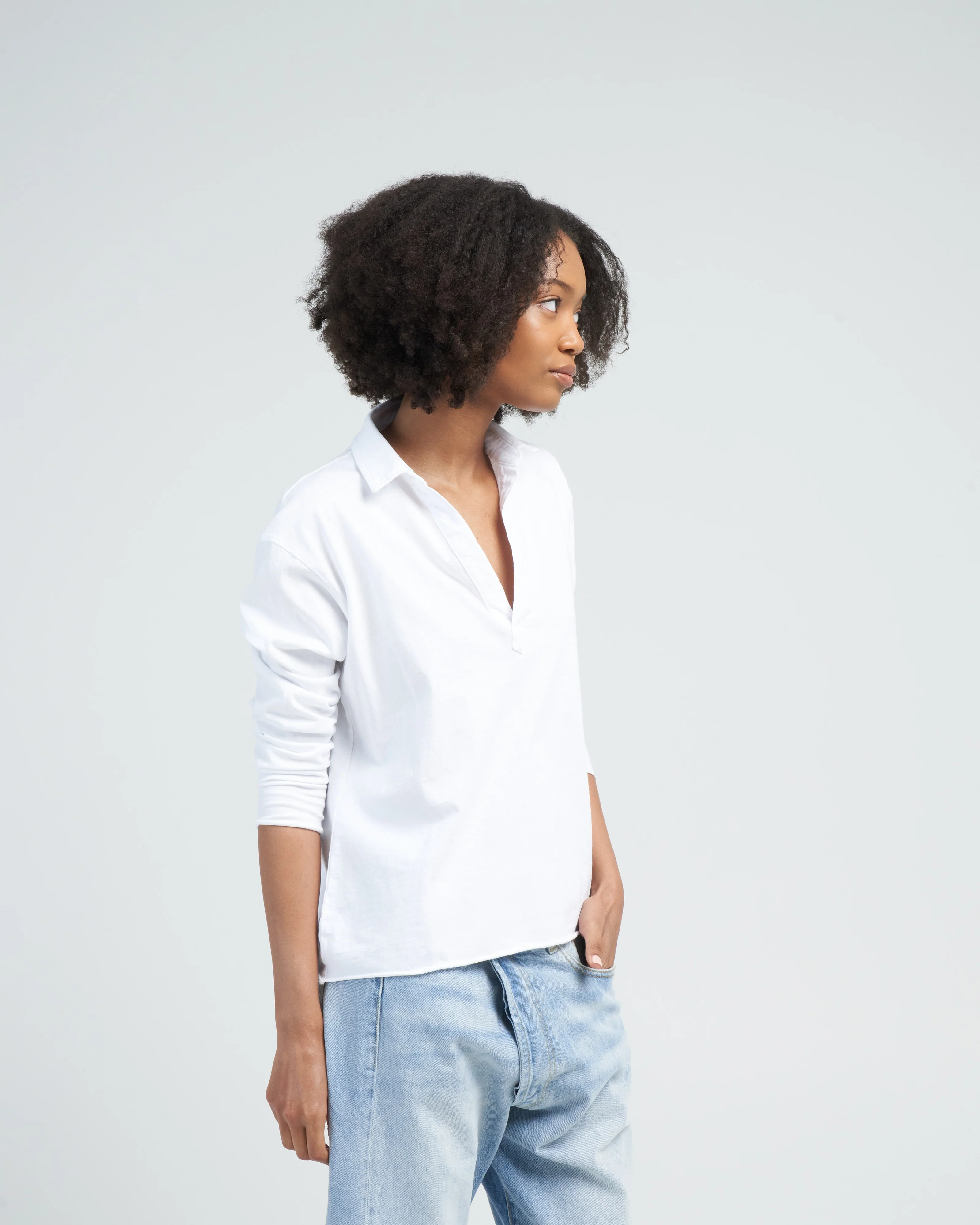 patrick popover henley - white - Image 3
