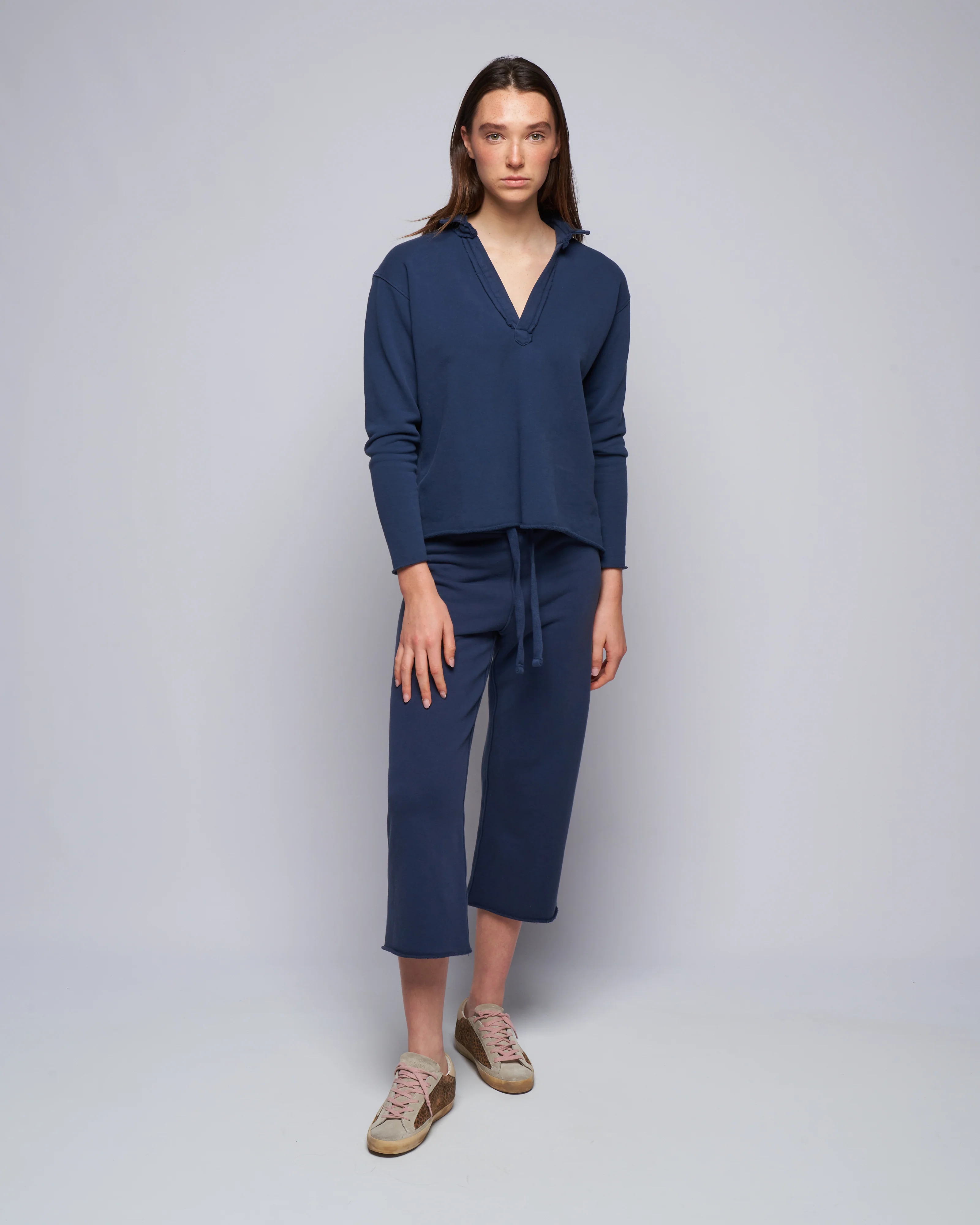 popover triple fleece henley - denim - Image 2