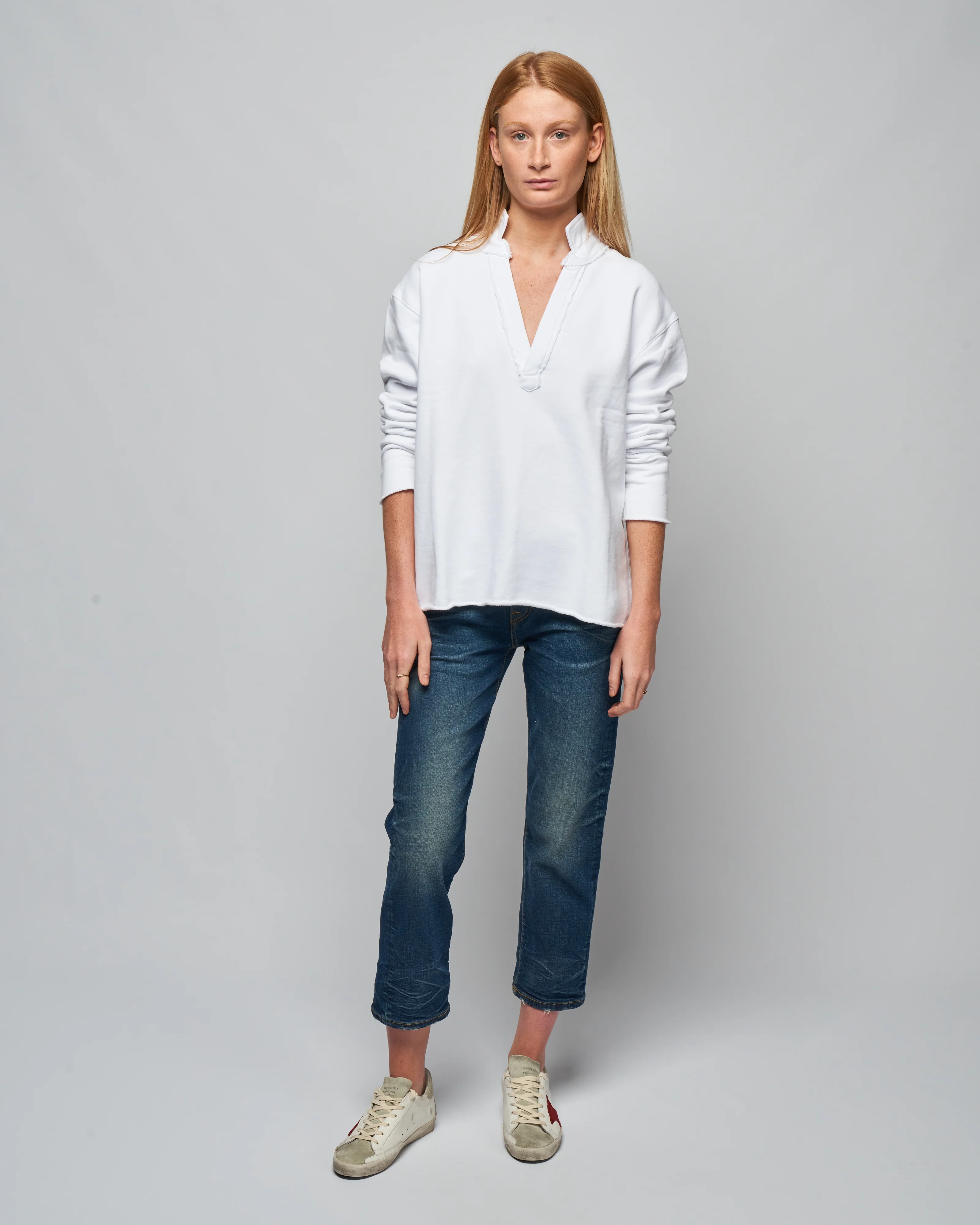 popover triple fleece henley - white - Image 2