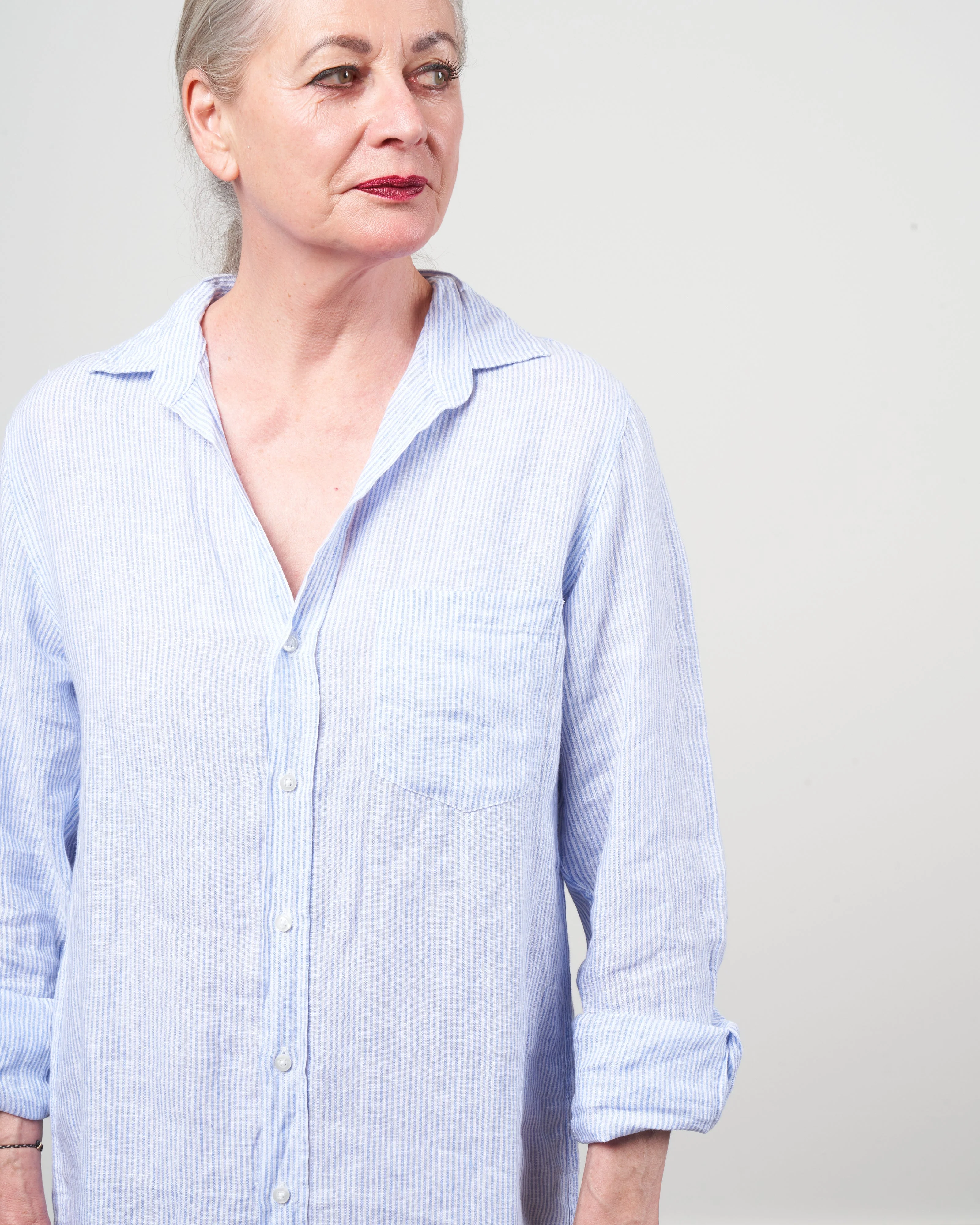 rory woven long dress - blue stripe - Image 4