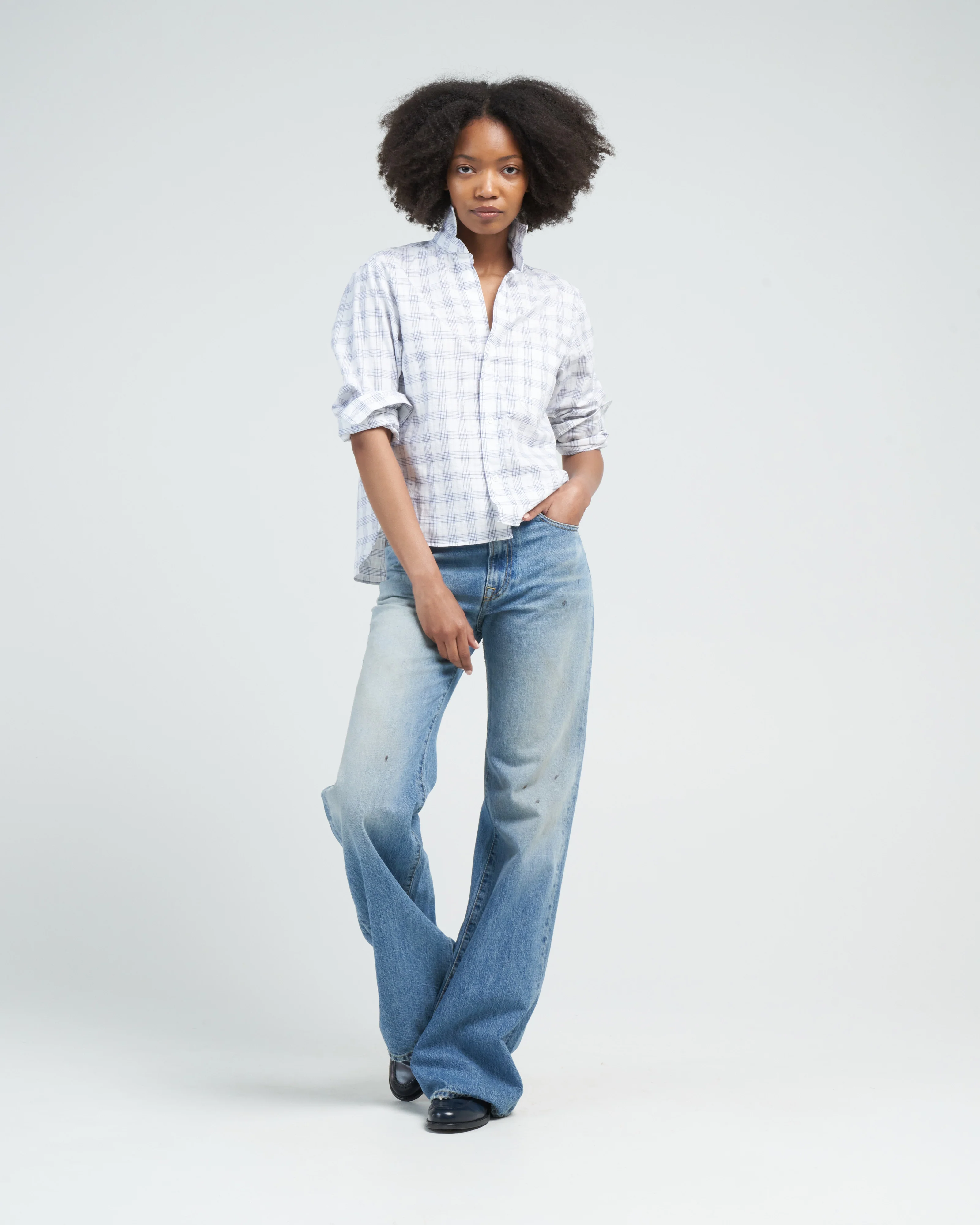 silvio untuckable button up - textured blue plaid - Image 2