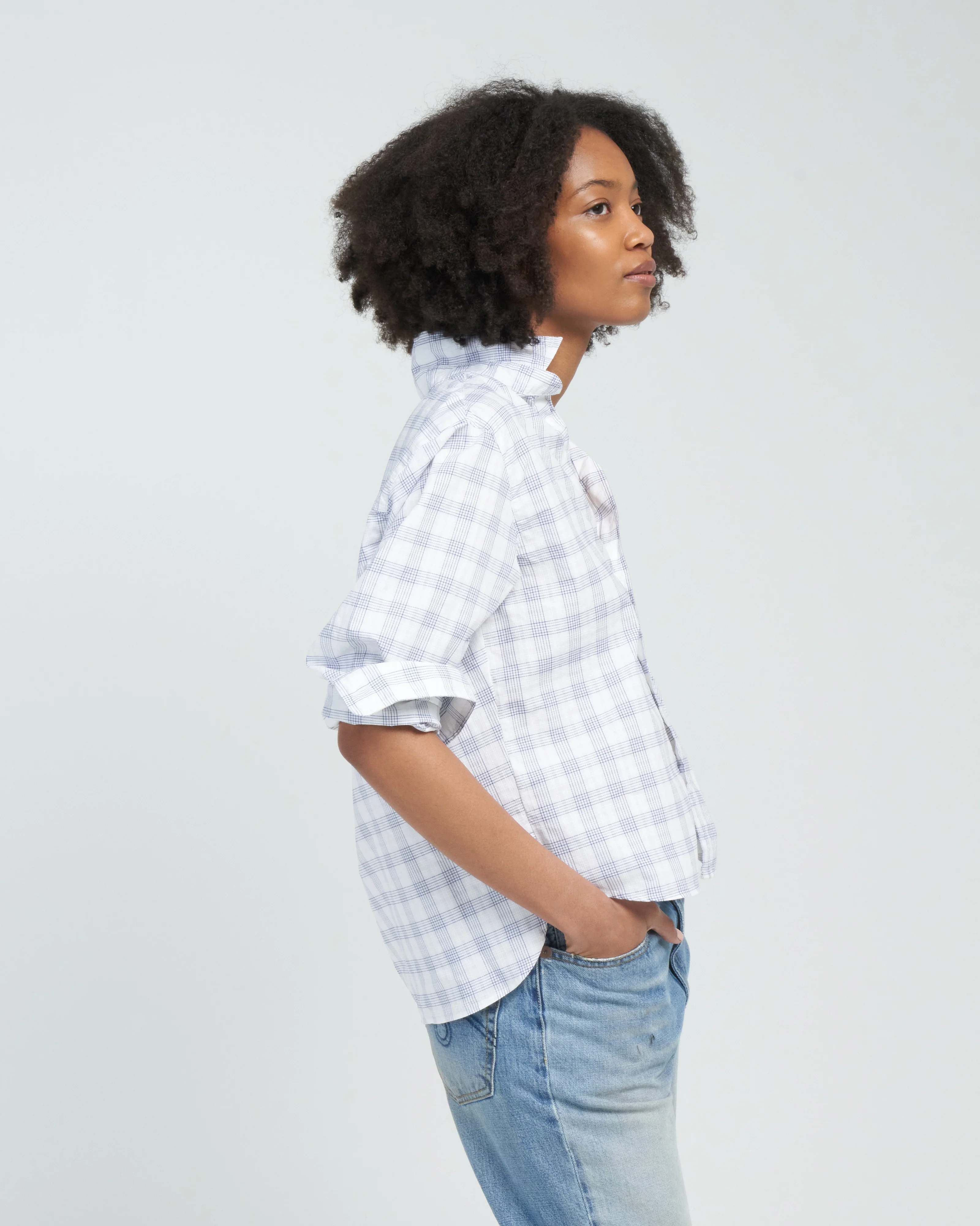 silvio untuckable button up - textured blue plaid - Image 3