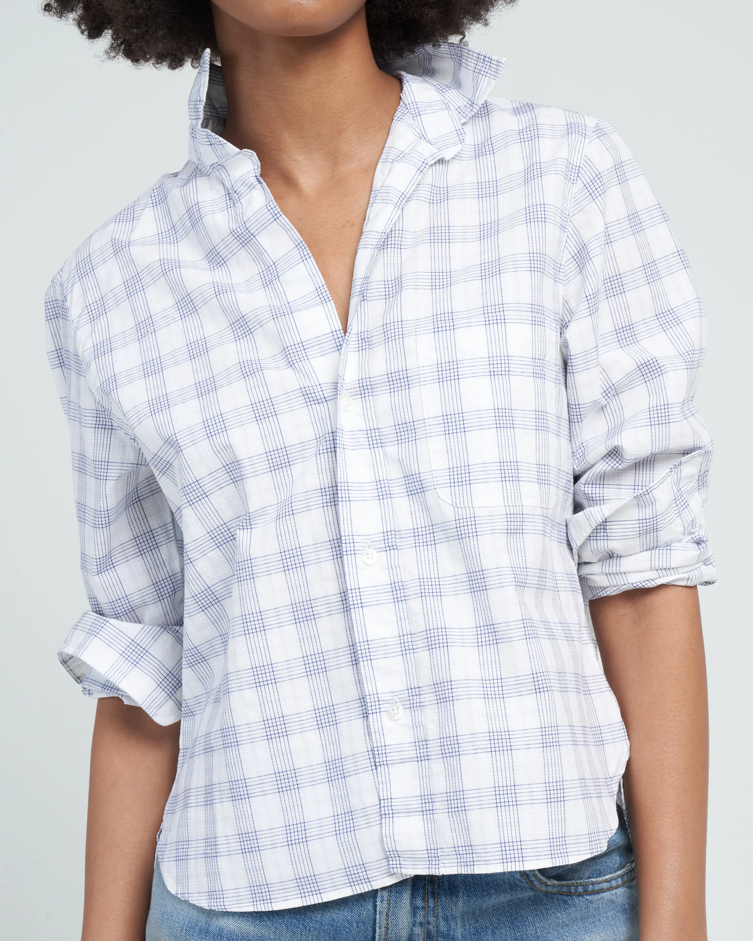 silvio untuckable button up - textured blue plaid - Image 4
