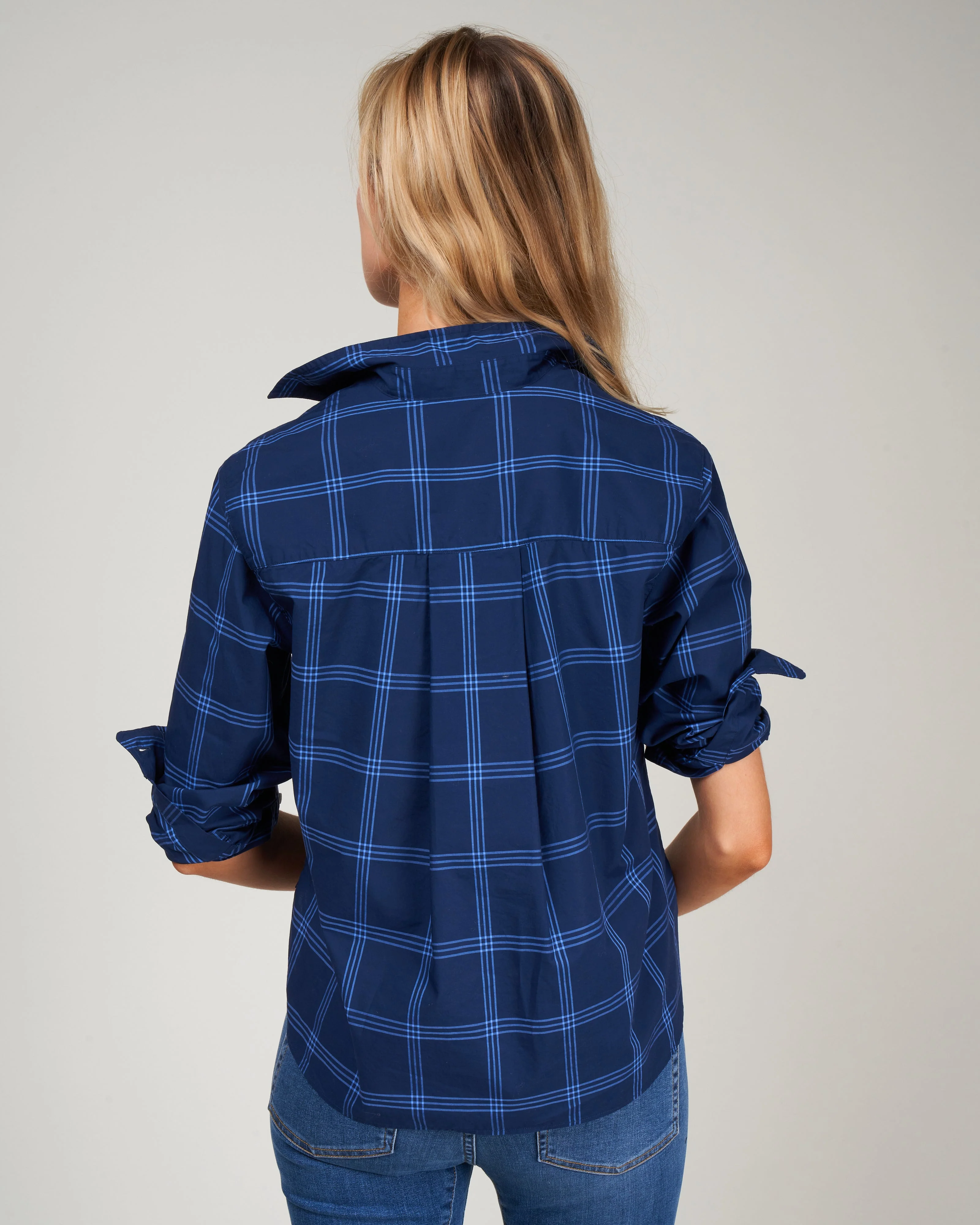 silvio woven button up - large navy windowpane - Image 4