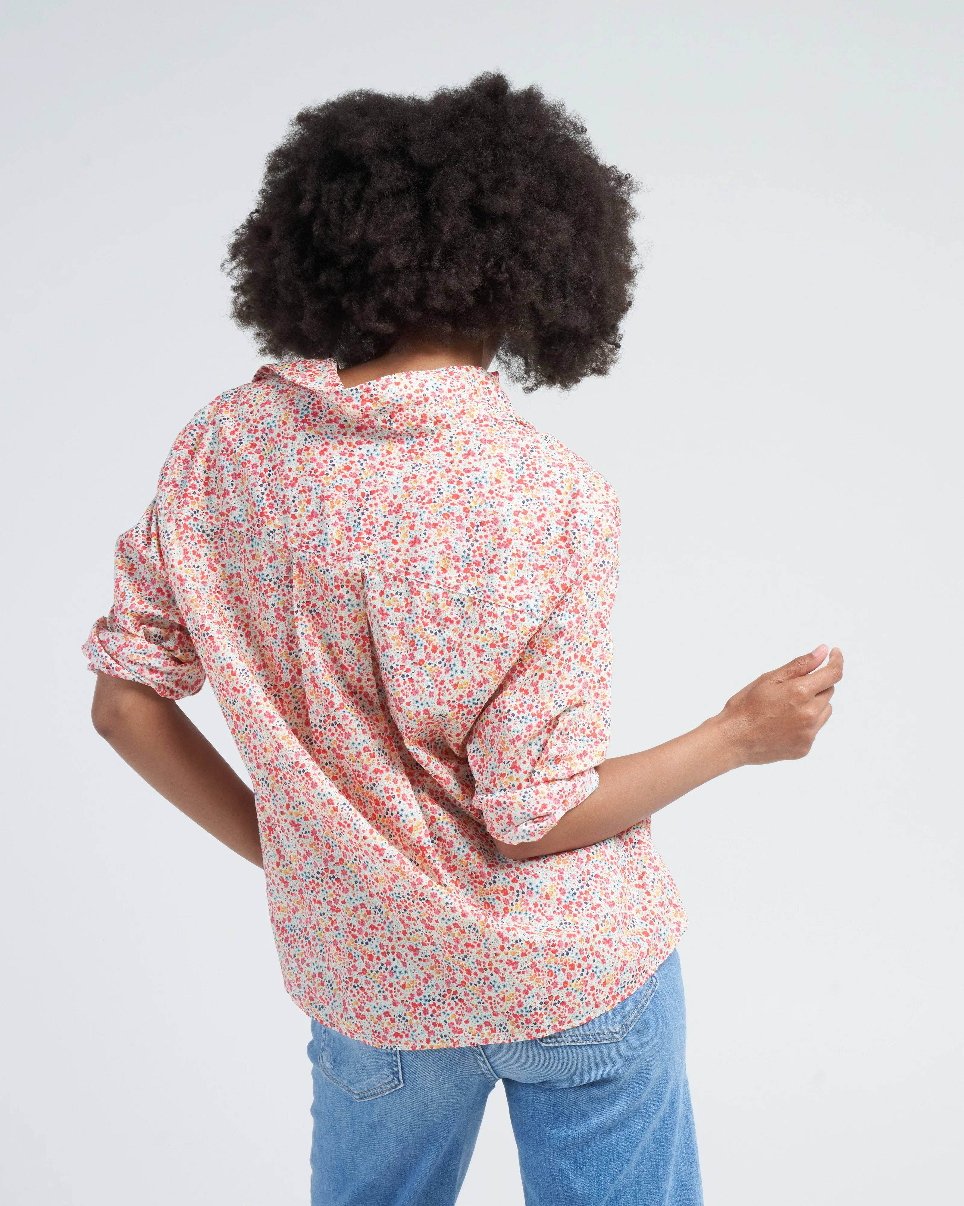 silvio woven button-up shirt - yellow, red, navy floral - Image 4