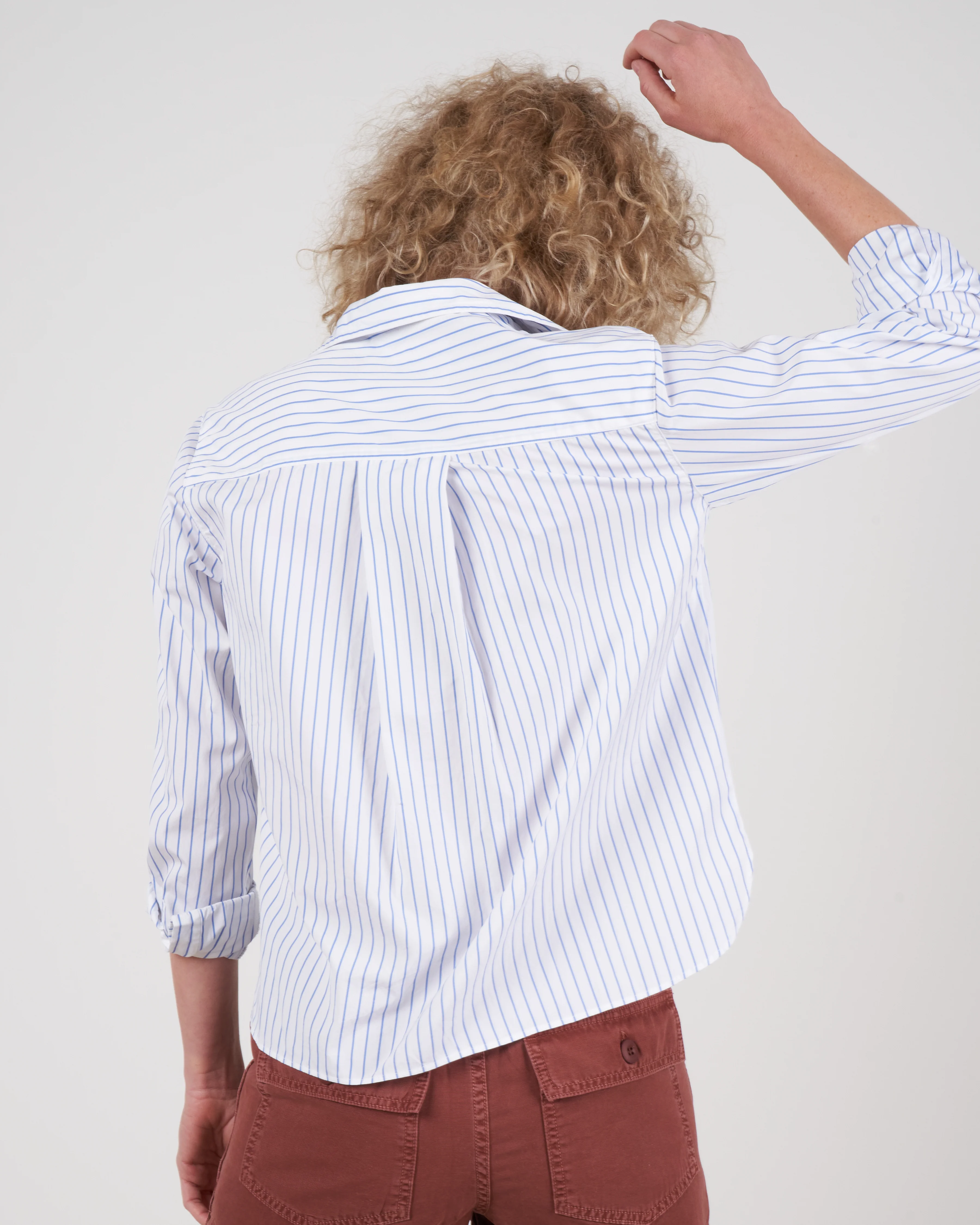 silvio button up - white w/ blue stripe - Image 3